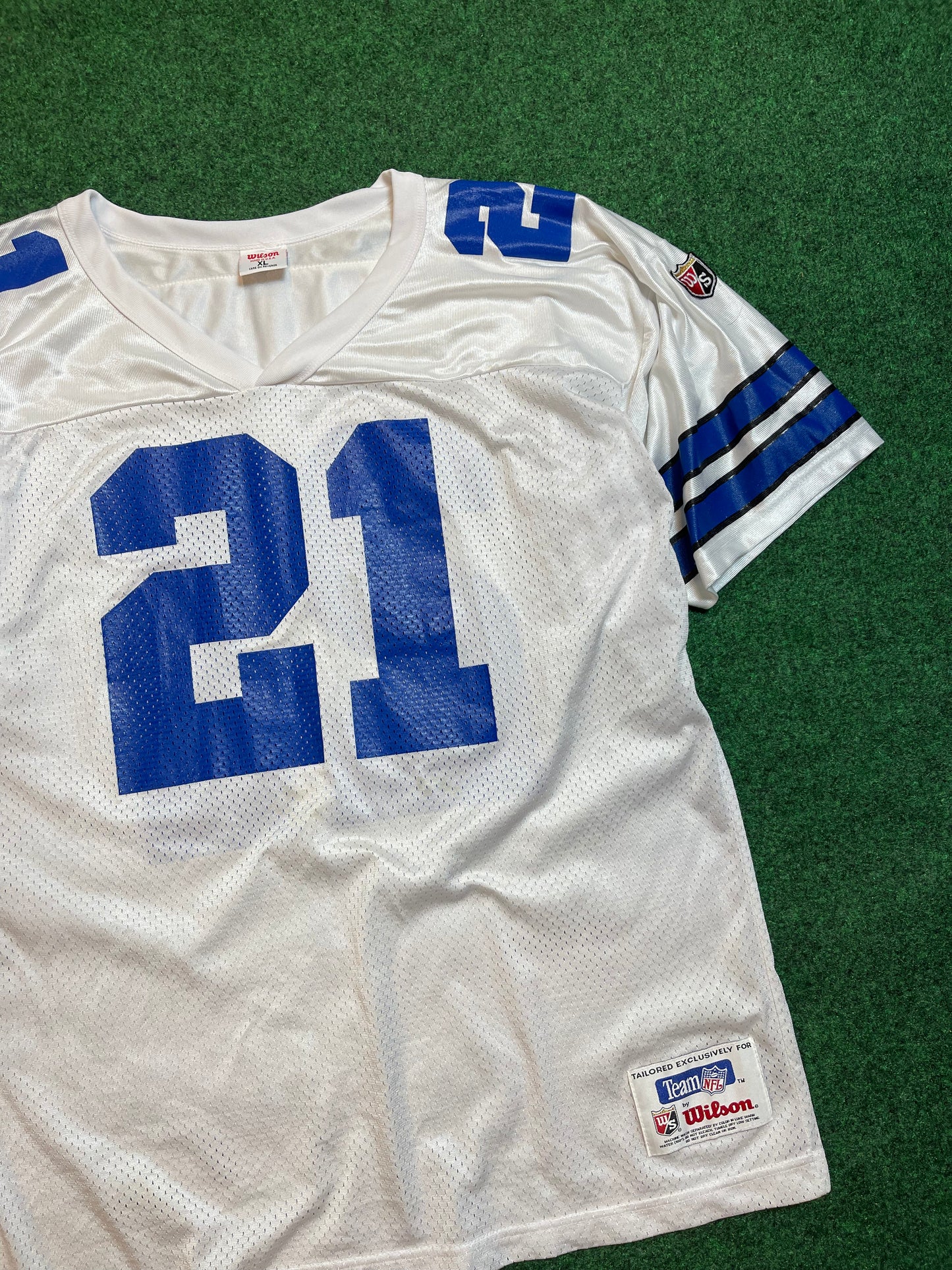 1996 Dallas Cowboys Deion Sanders Vintage Wilson NFL Jersey (XL)