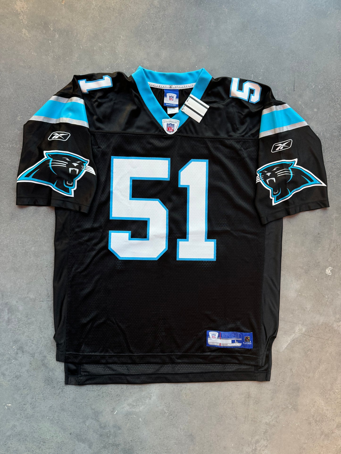 00’s Carolina Panthers Sam Mills Vintage Black Reebok NFL Jersey - Deadstock (Large)