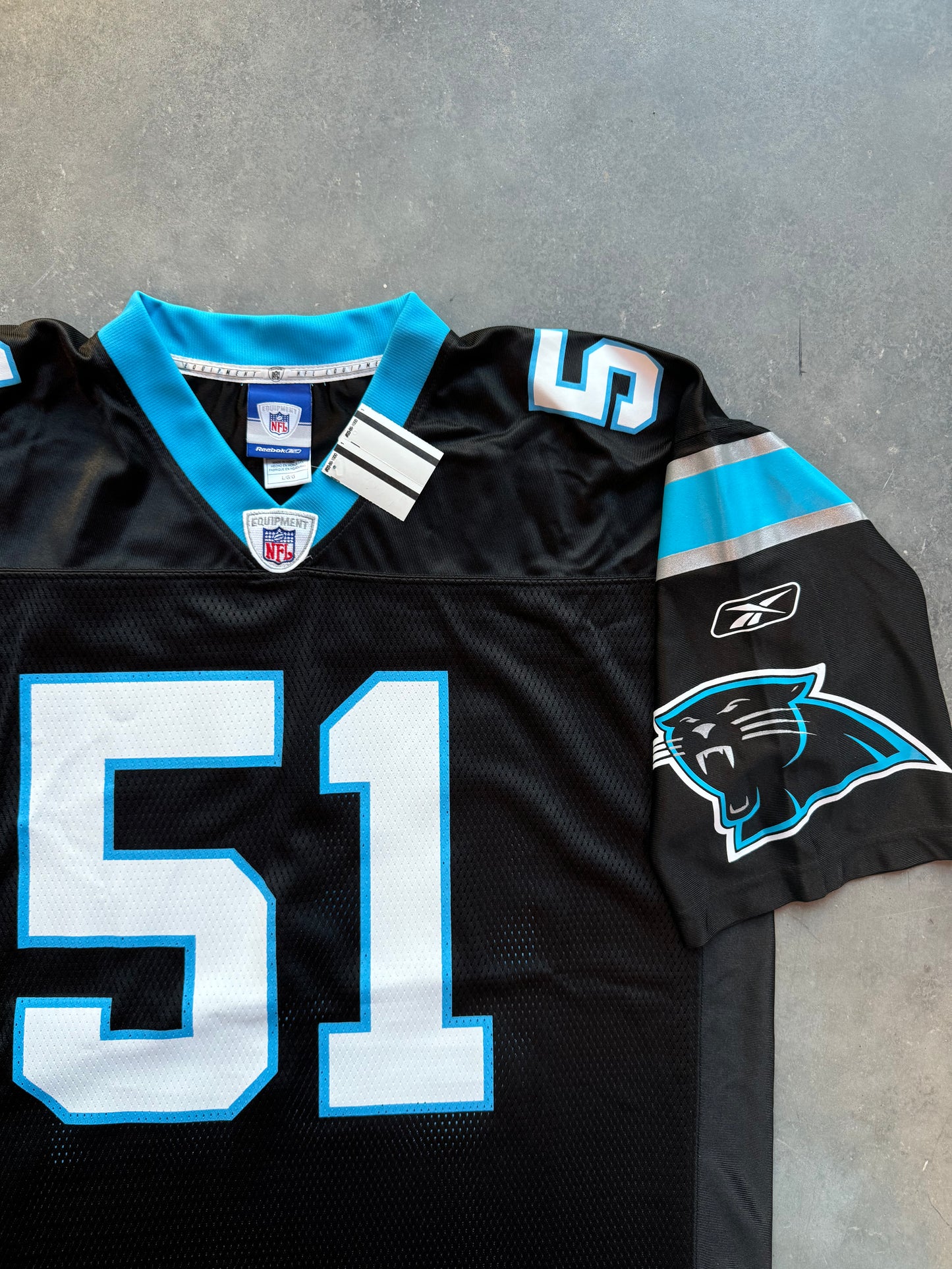 00’s Carolina Panthers Sam Mills Vintage Black Reebok NFL Jersey - Deadstock (Large)