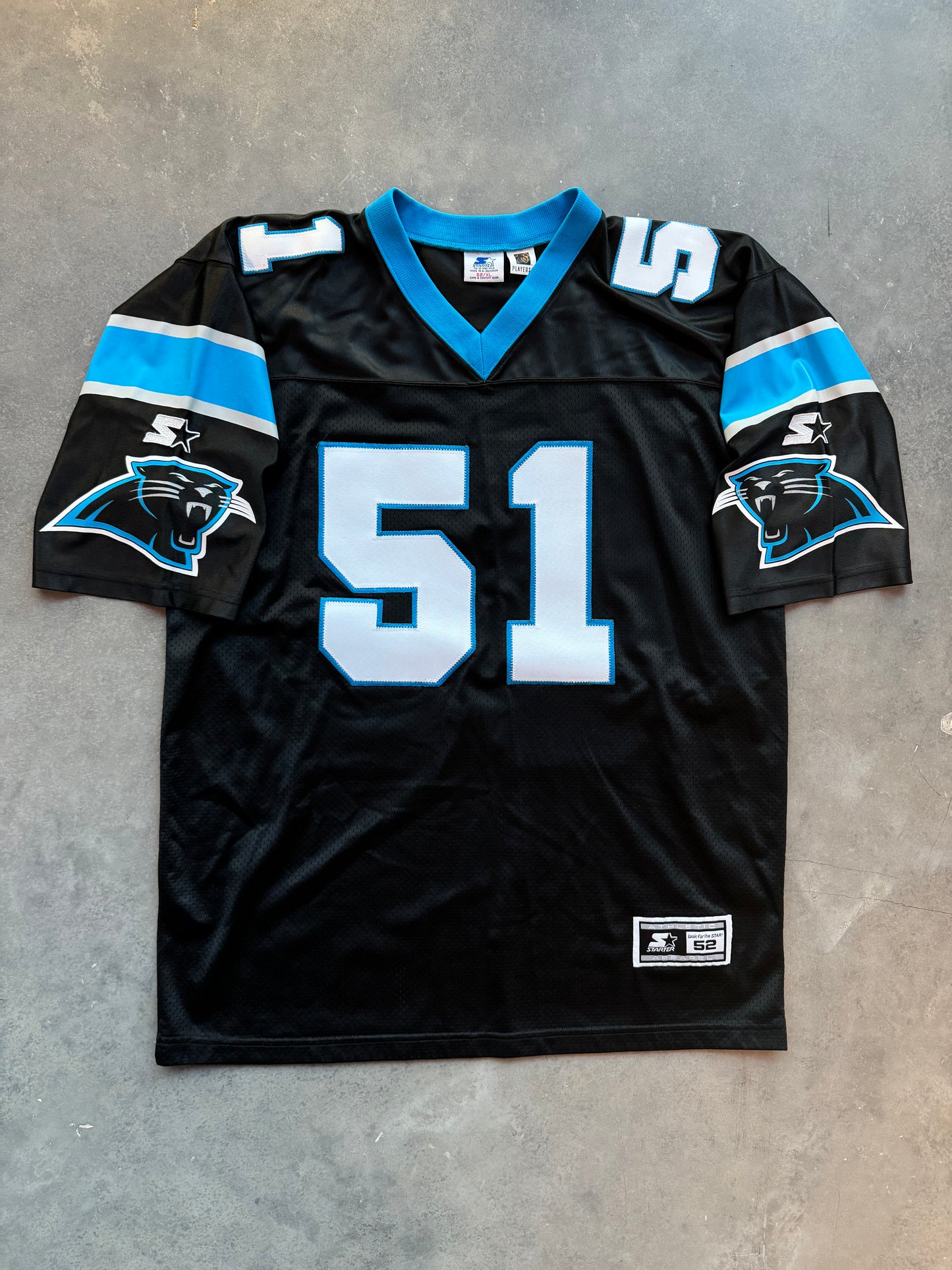 1995 Carolina Panthers Sam Mills Inaugural Season Vintage Black Starter Authentic Fully Stitched NFL Jersey (52/XL)