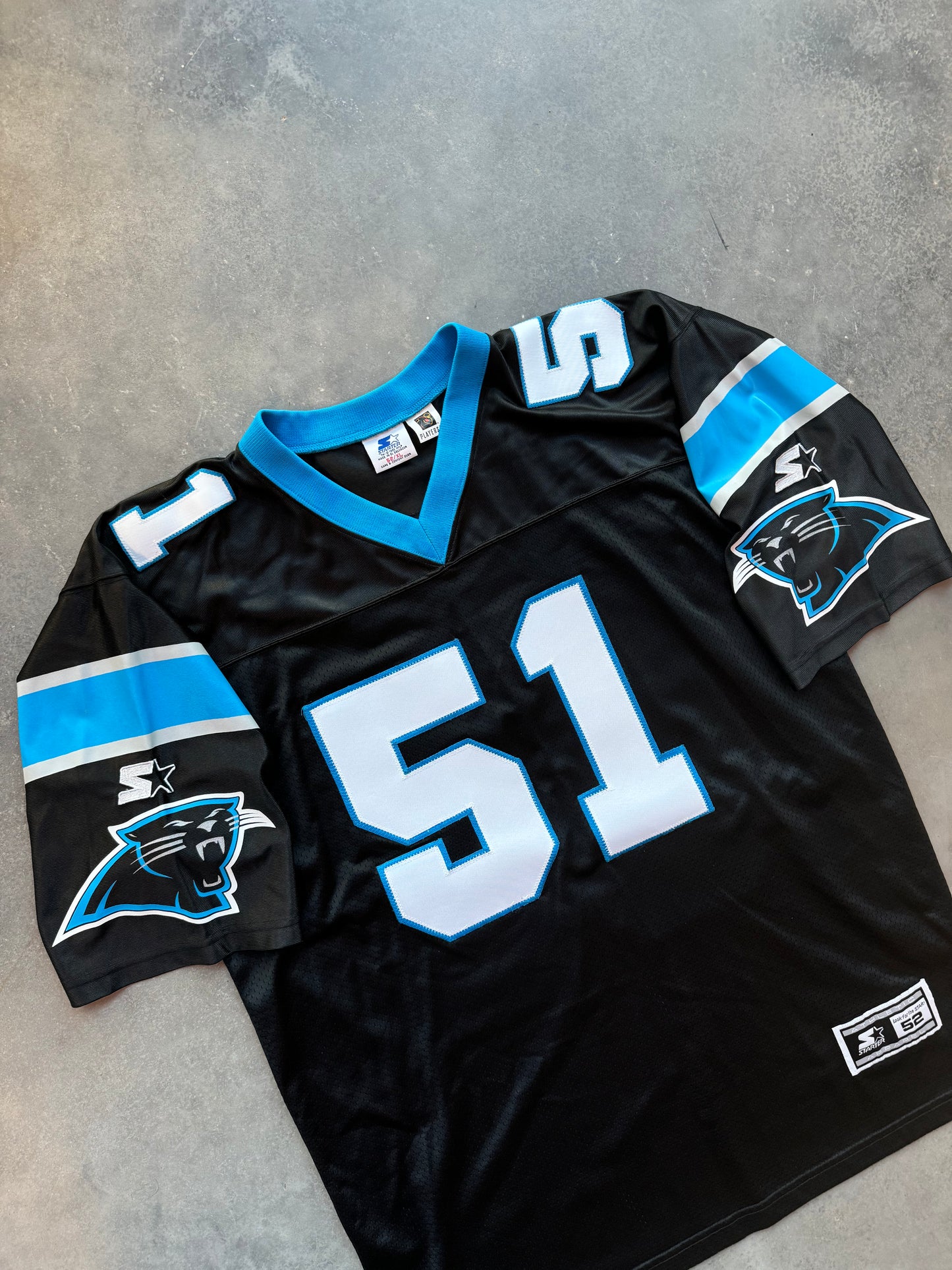 1995 Carolina Panthers Sam Mills Inaugural Season Vintage Black Starter Authentic Fully Stitched NFL Jersey (52/XL)