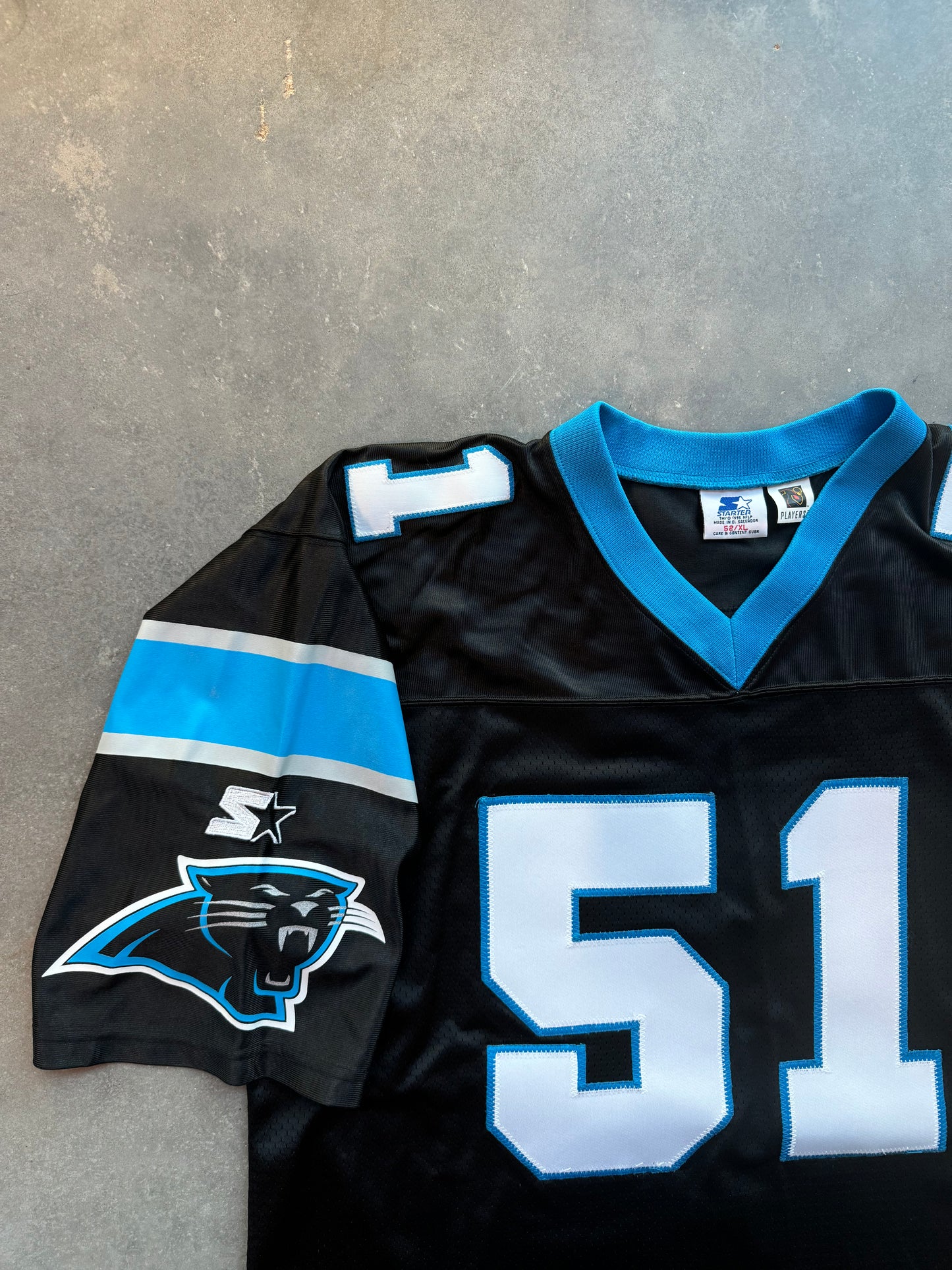 1995 Carolina Panthers Sam Mills Inaugural Season Vintage Black Starter Authentic Fully Stitched NFL Jersey (52/XL)