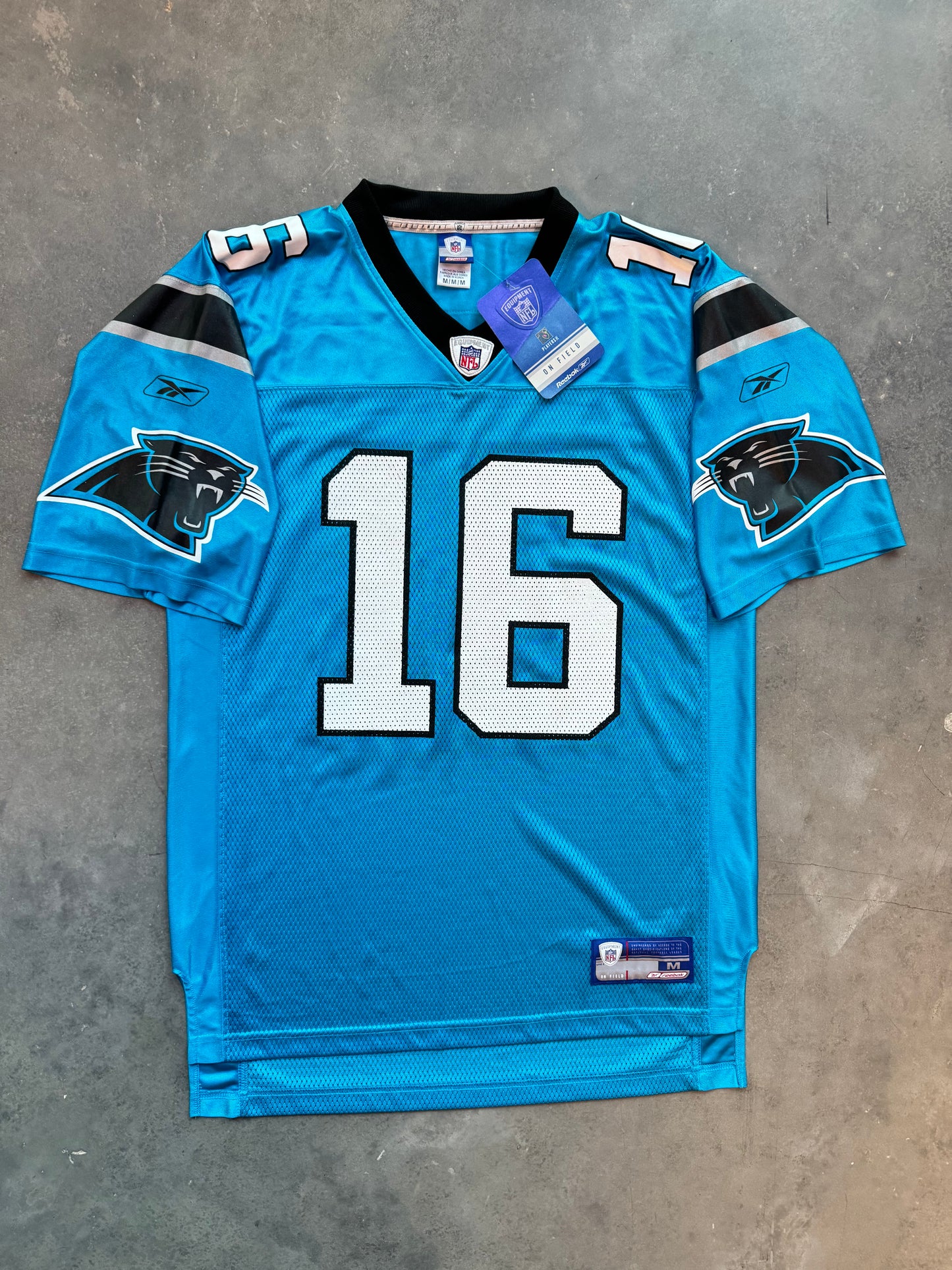 00’s Carolina Panthers Chris Weinke Vintage Electric Blue Alternate Reebok NFL Jersey - Deadstock & Signed (Medium)