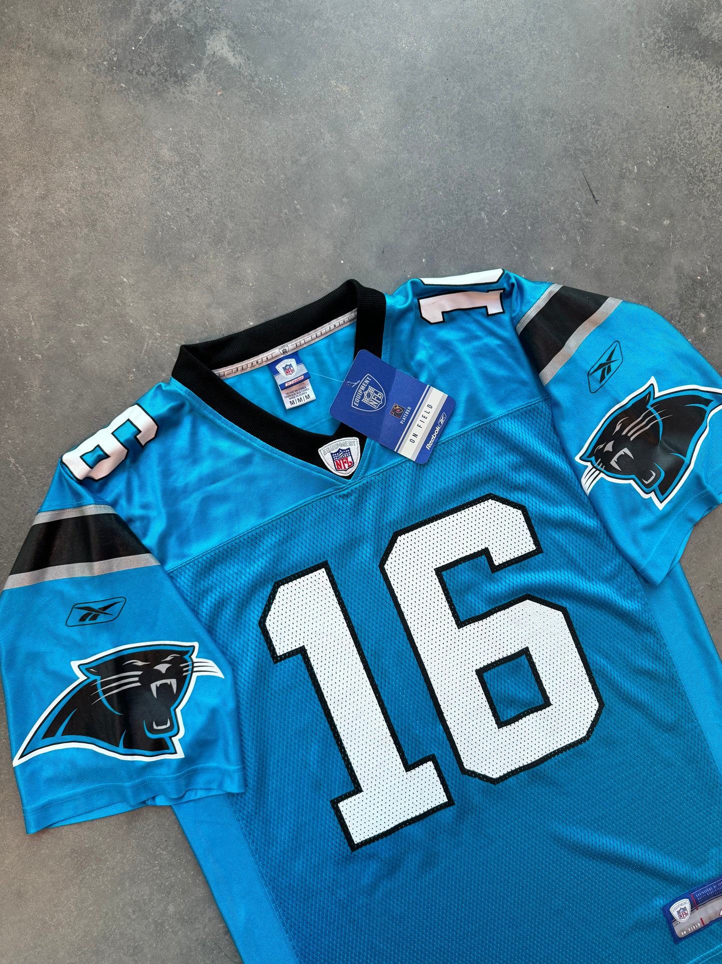 00’s Carolina Panthers Chris Weinke Vintage Electric Blue Alternate Reebok NFL Jersey - Deadstock & Signed (Medium)