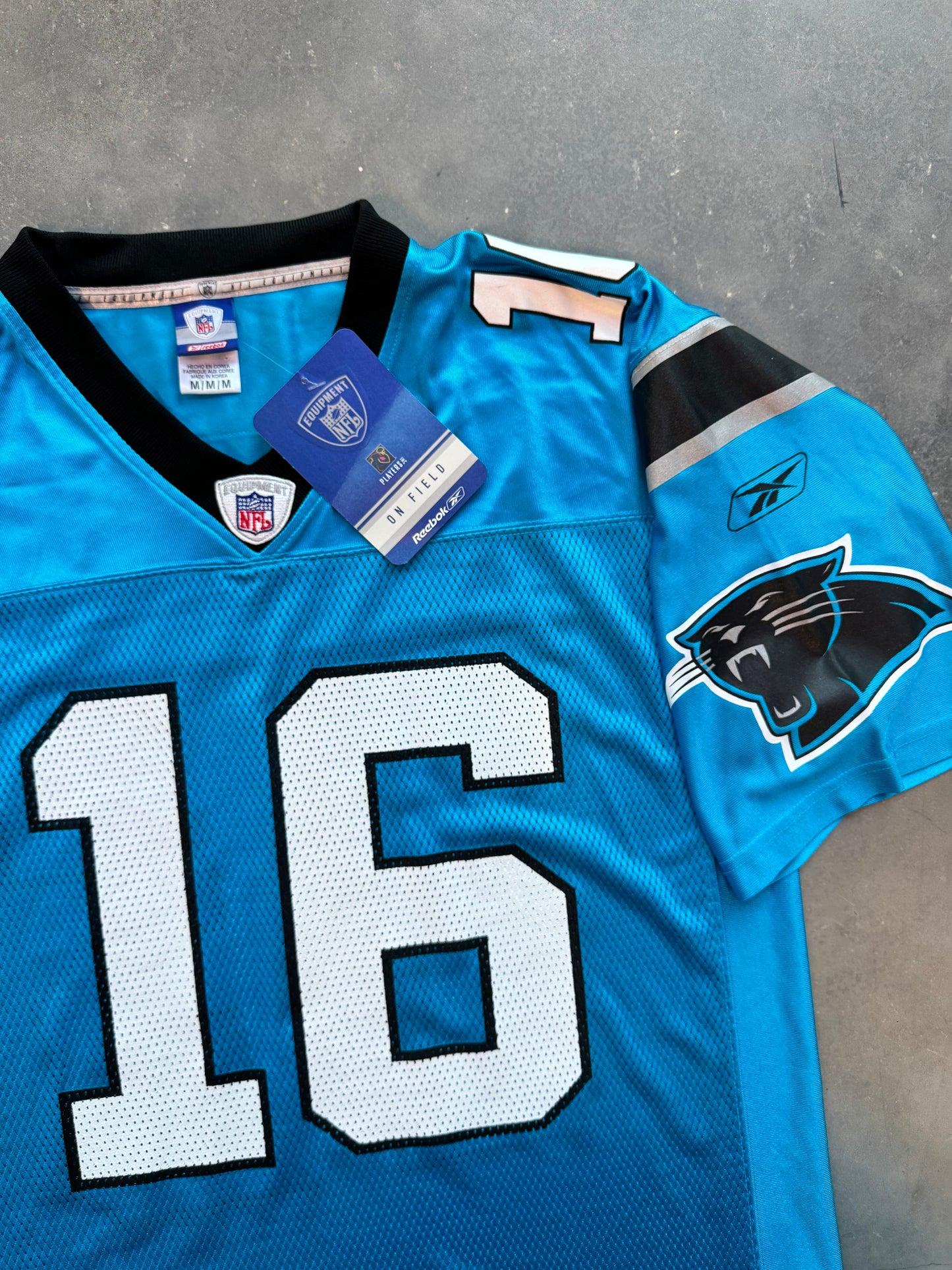 00’s Carolina Panthers Chris Weinke Vintage Electric Blue Alternate Reebok NFL Jersey - Deadstock & Signed (Medium)