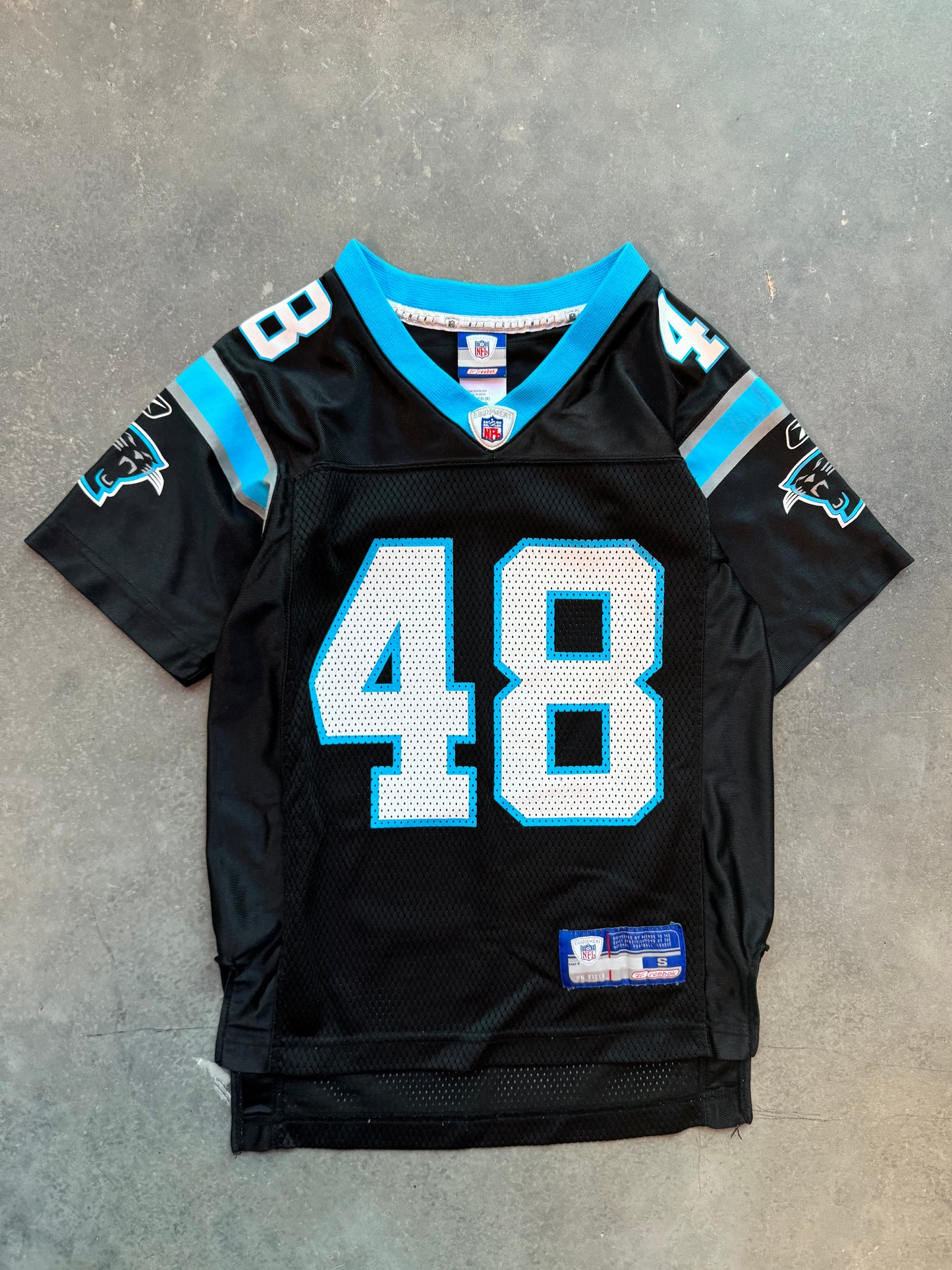 00’s Carolina Panthers Stephen Davis Vintage Black NFL Jersey (Youth Small)