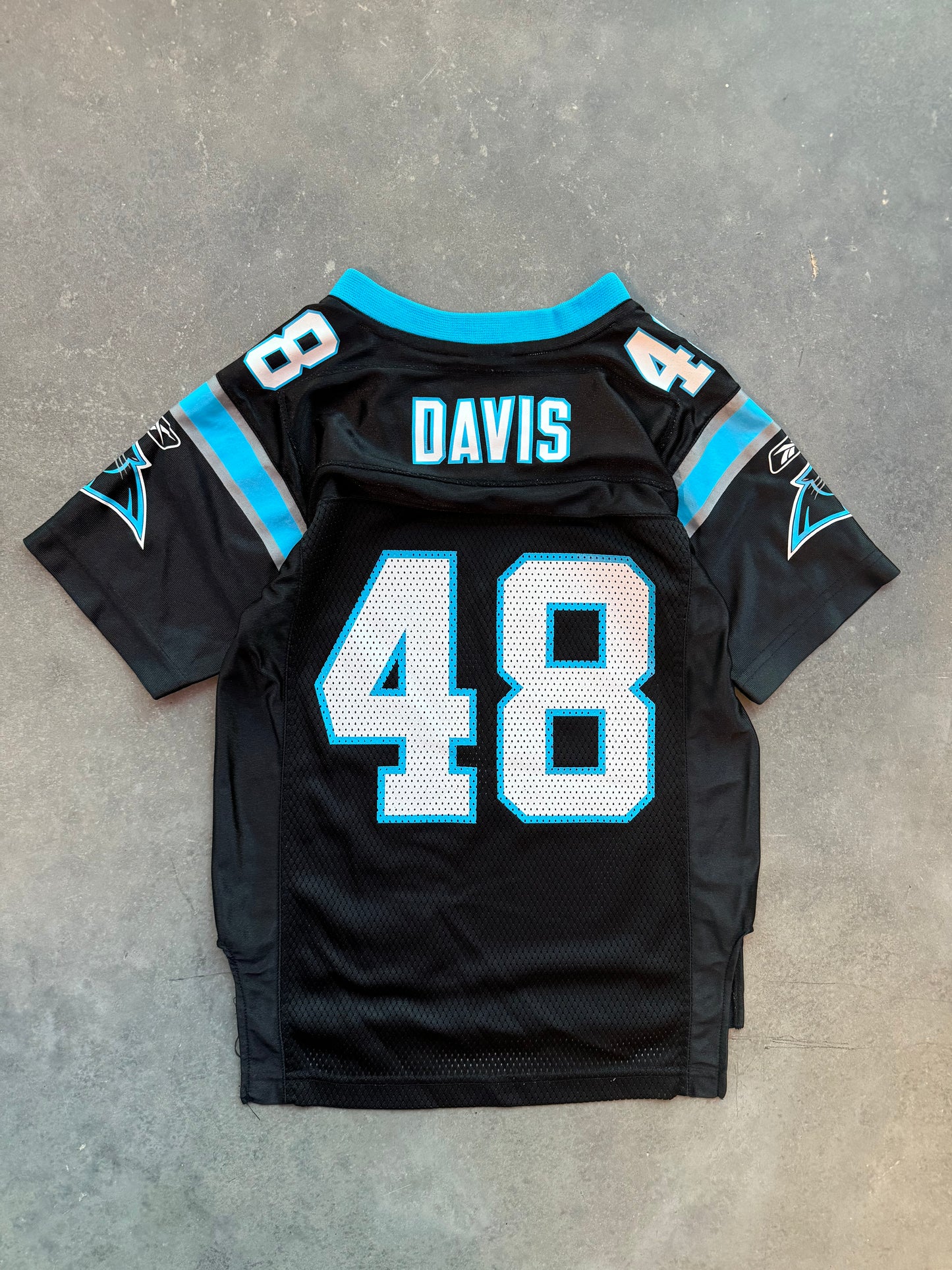 00’s Carolina Panthers Stephen Davis Vintage Black NFL Jersey (Youth Small)