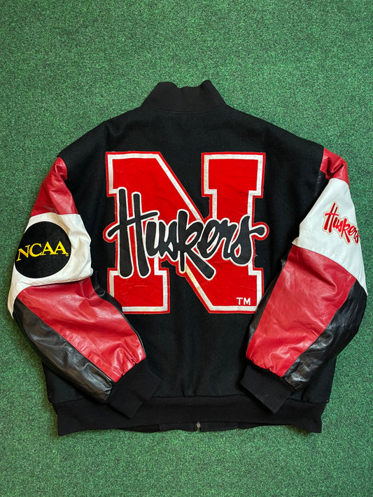 90’s Nebraska Cornhuskers Vintage Wool Leather Varsity Jacket (XXL)