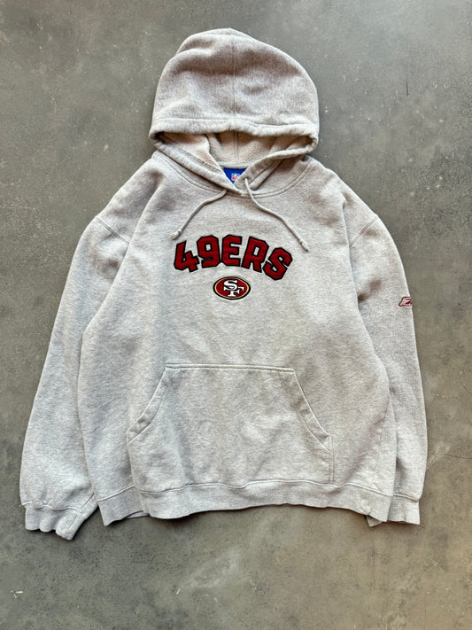 00’s San Francisco 49ers Vintage Grey Reebok NFL Hoodie (Large)