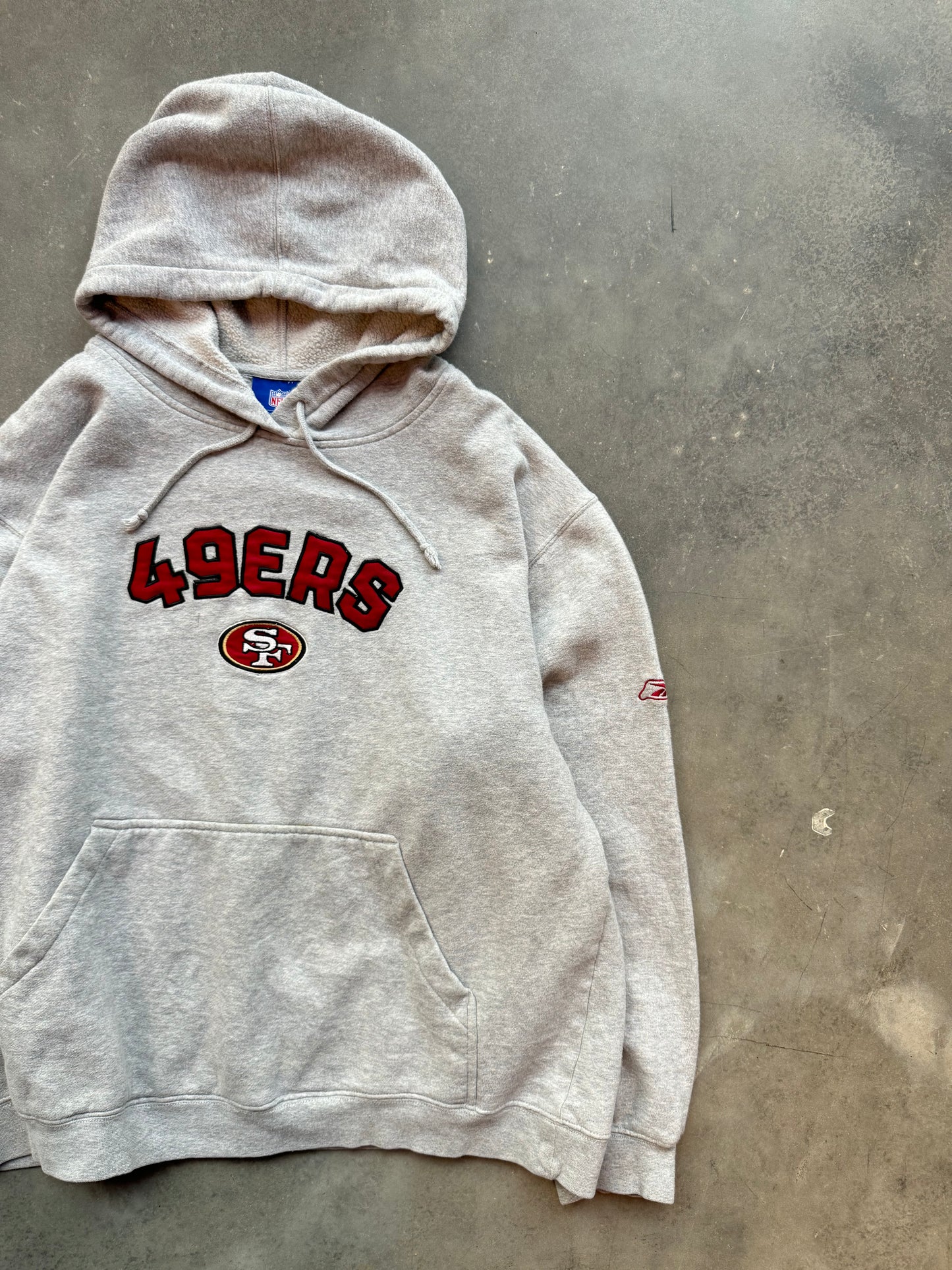 00’s San Francisco 49ers Vintage Grey Reebok NFL Hoodie (Large)