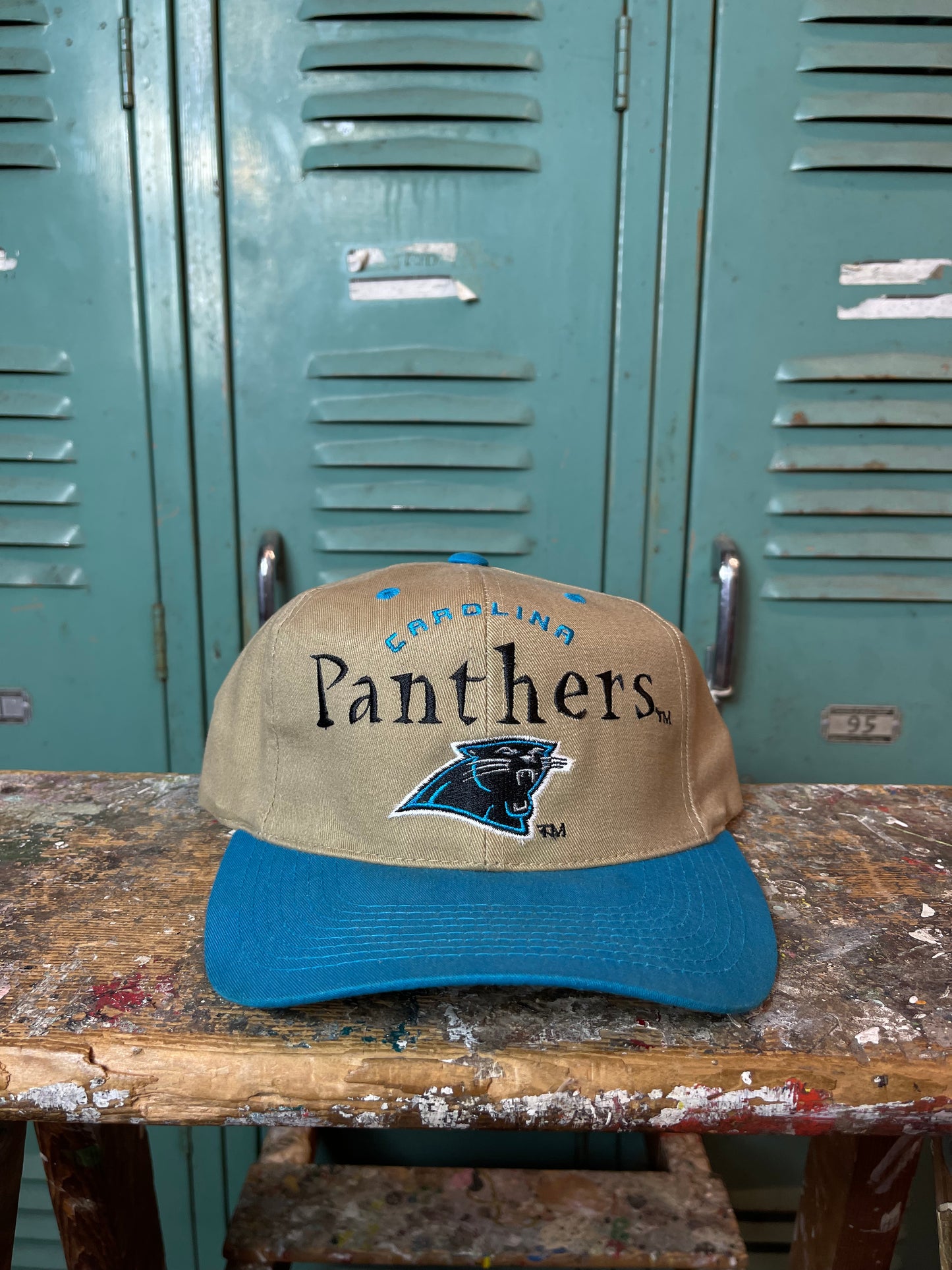 90’s Carolina Panthers Vintage Khaki NFL Snapback Hat (OSFA)