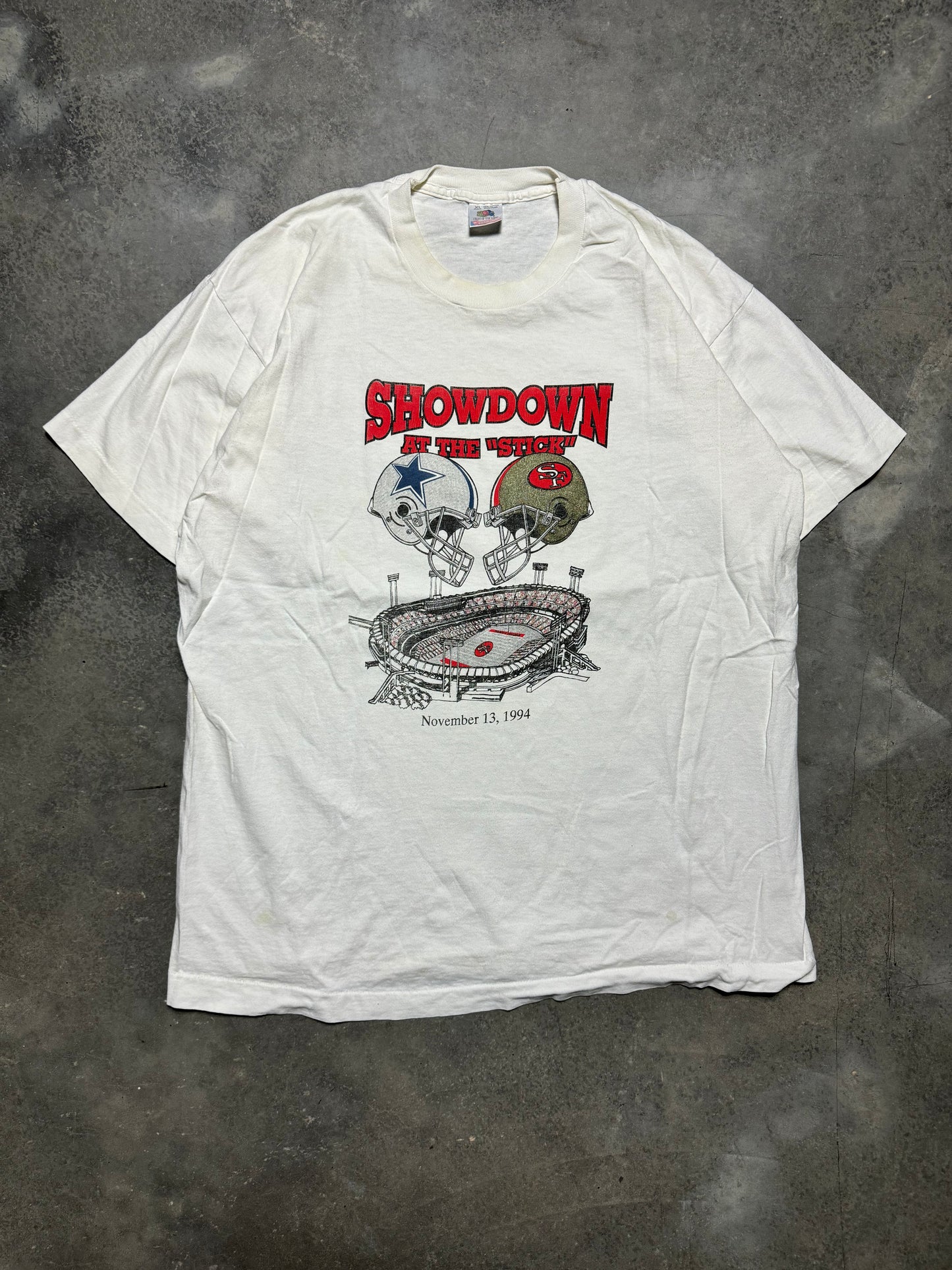 1994 Dallas Cowboys vs. San Francisco 49ers “Showdown at the Stick” Vintage NFL Tee (XL)