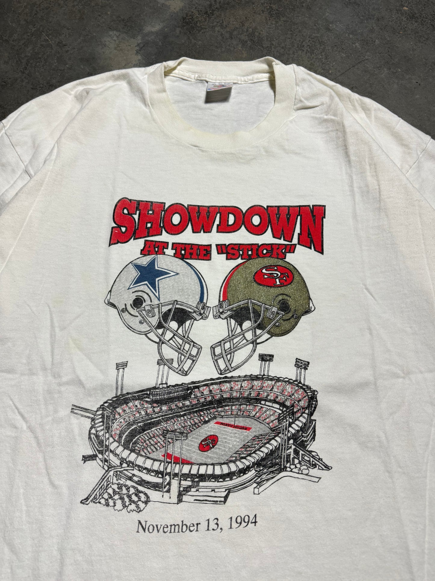 1994 Dallas Cowboys vs. San Francisco 49ers “Showdown at the Stick” Vintage NFL Tee (XL)