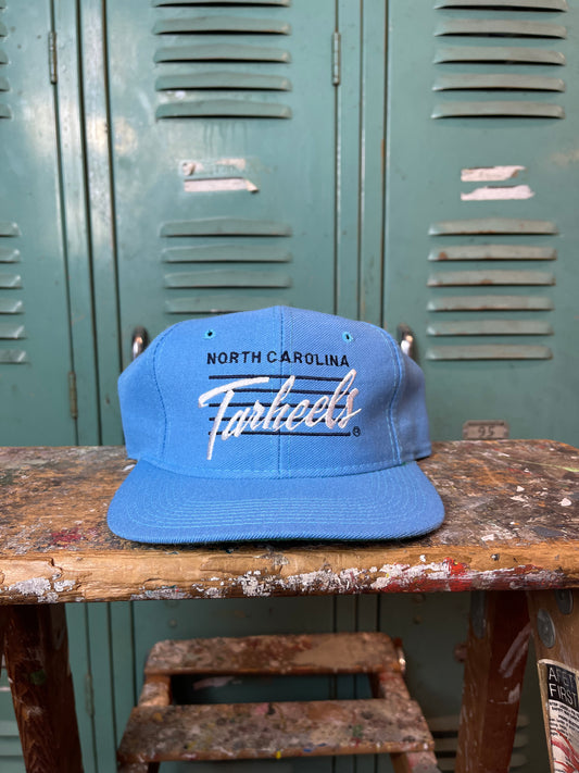 90’s UNC North Carolina Tarheels Vintage Script Style College Snapback Hat - Deadstock (OSFA)