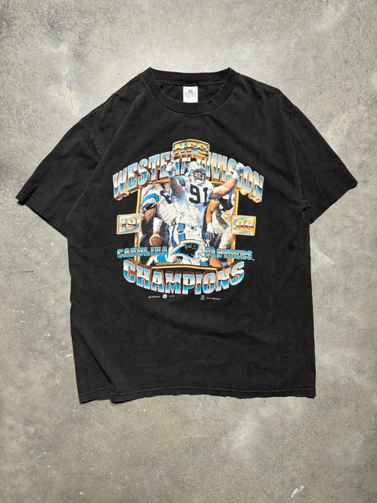 1996 Carolina Panthers NFC Western Division Champions Chrome Spellout Kevin Green Celebration NFL Tee (XL)