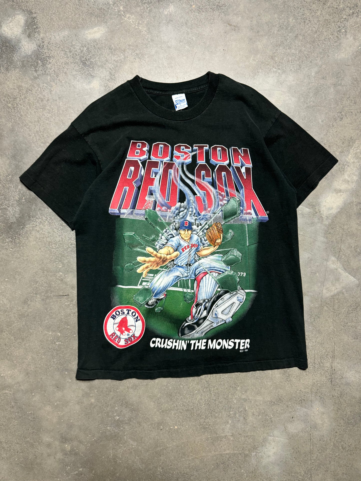 1994 Boston Red Sox Vintage Salem Sportswear “Crushin’ The Monster” MLB Caricature Tee (Large)