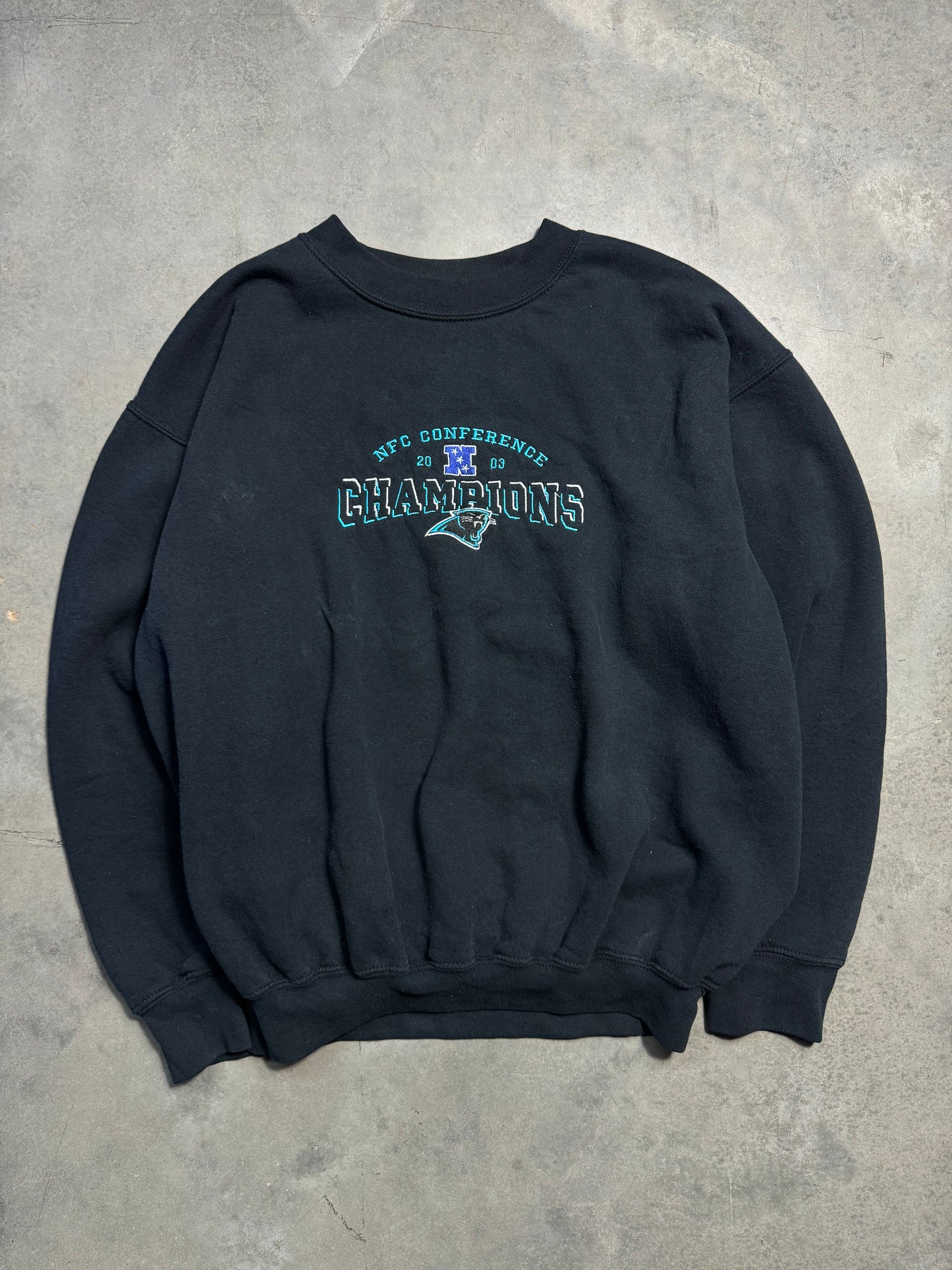 2003 Carolina Panthers NFC Champions NFL Embroidered Crewneck (Medium)