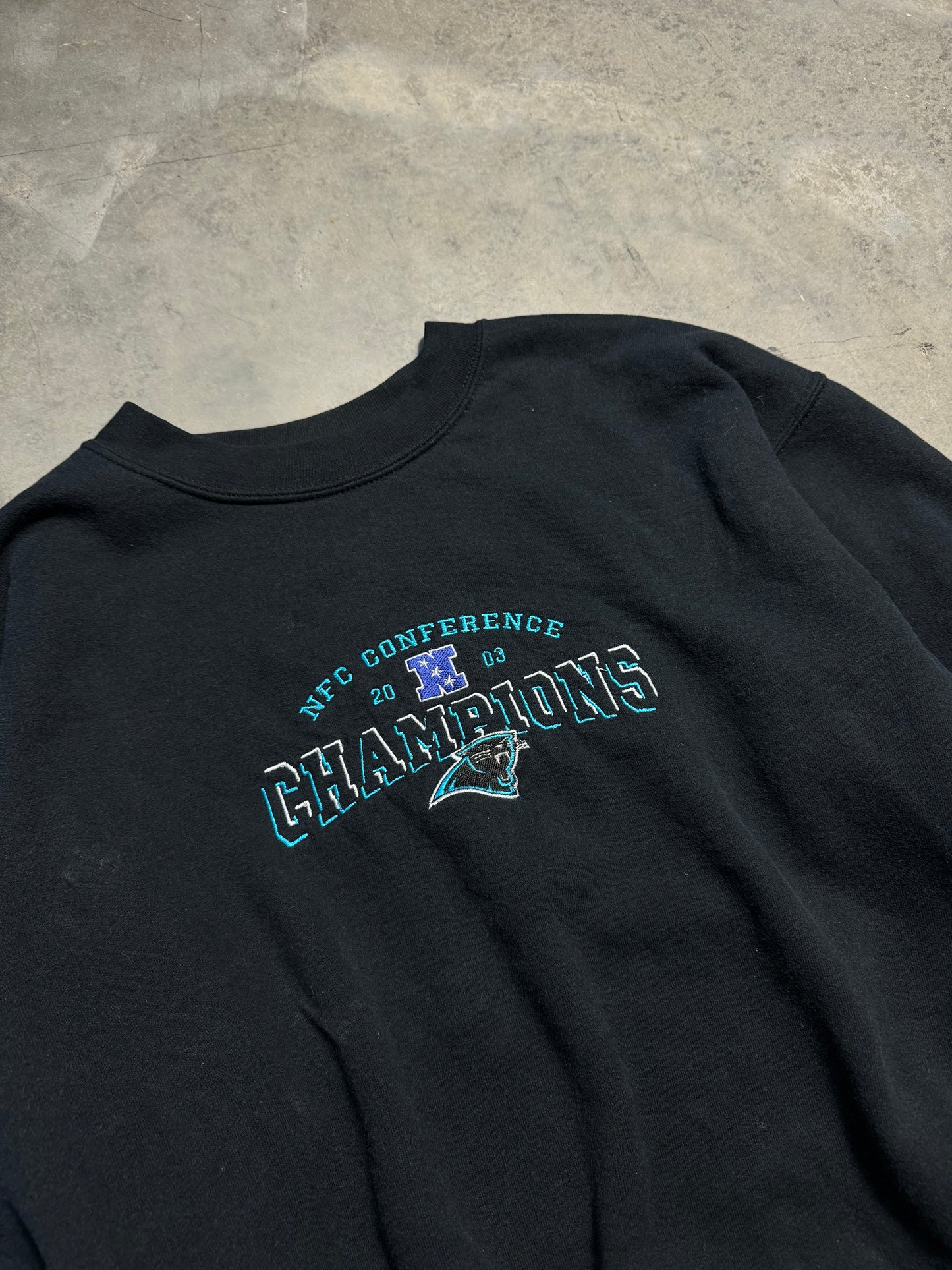 2003 Carolina Panthers NFC Champions NFL Embroidered Crewneck (Medium)