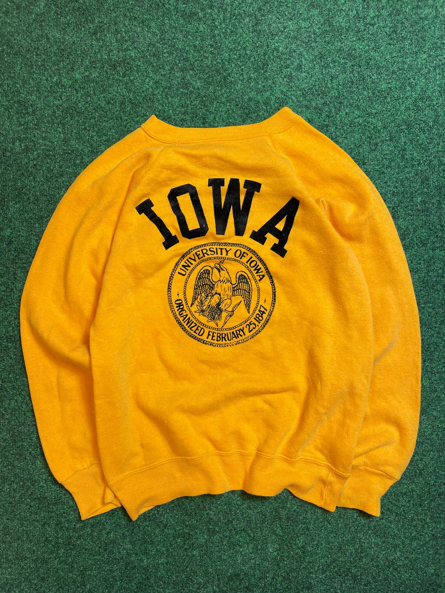 80’s Iowa Hawkeyes Vintage Felt Letter College Crewneck (X Small)