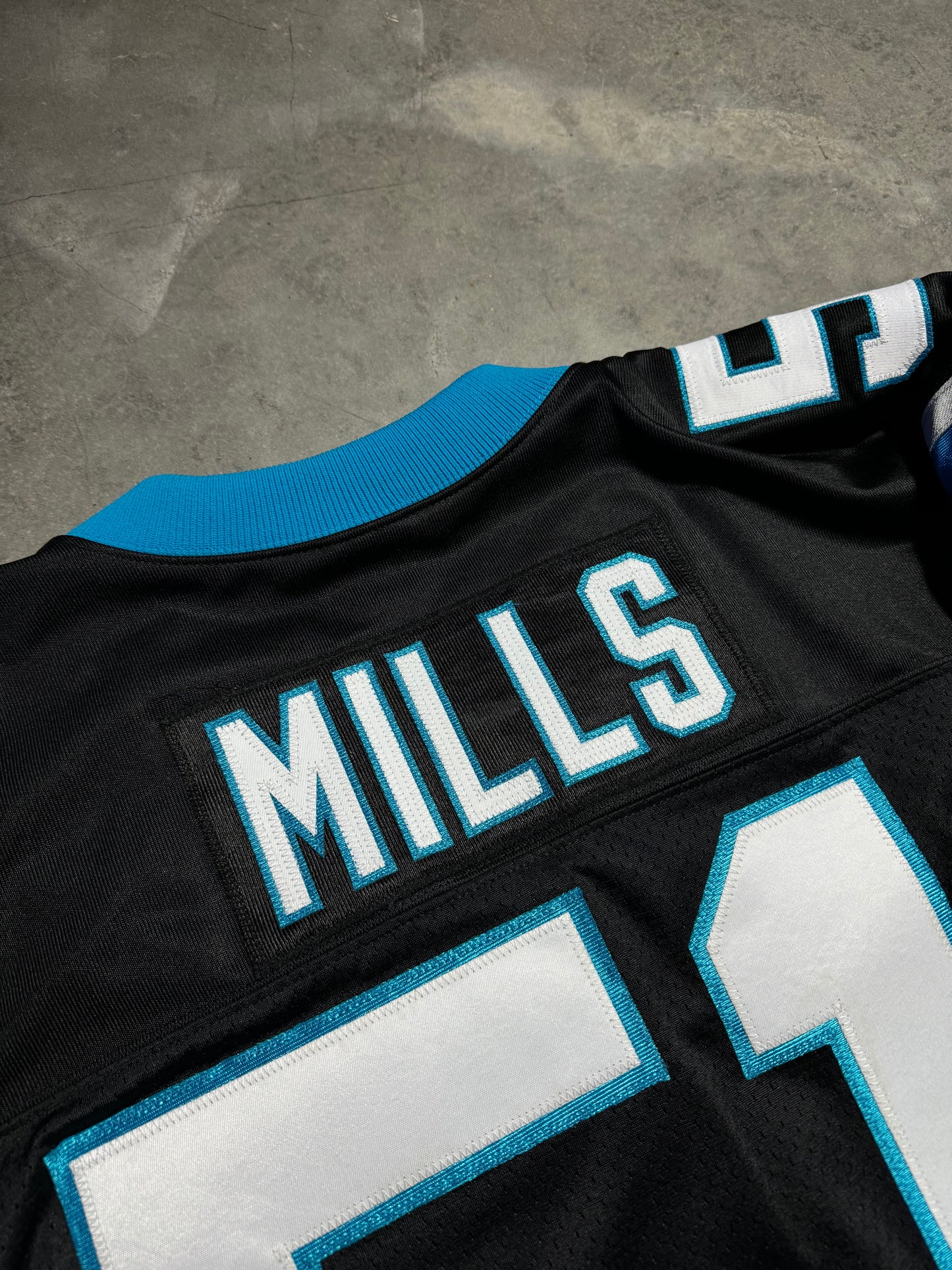 90’s Carolina Panthers Sam Mills Vintage Black Nike Fully Stitched On Field NFL Authentic Jersey (52/XXL)