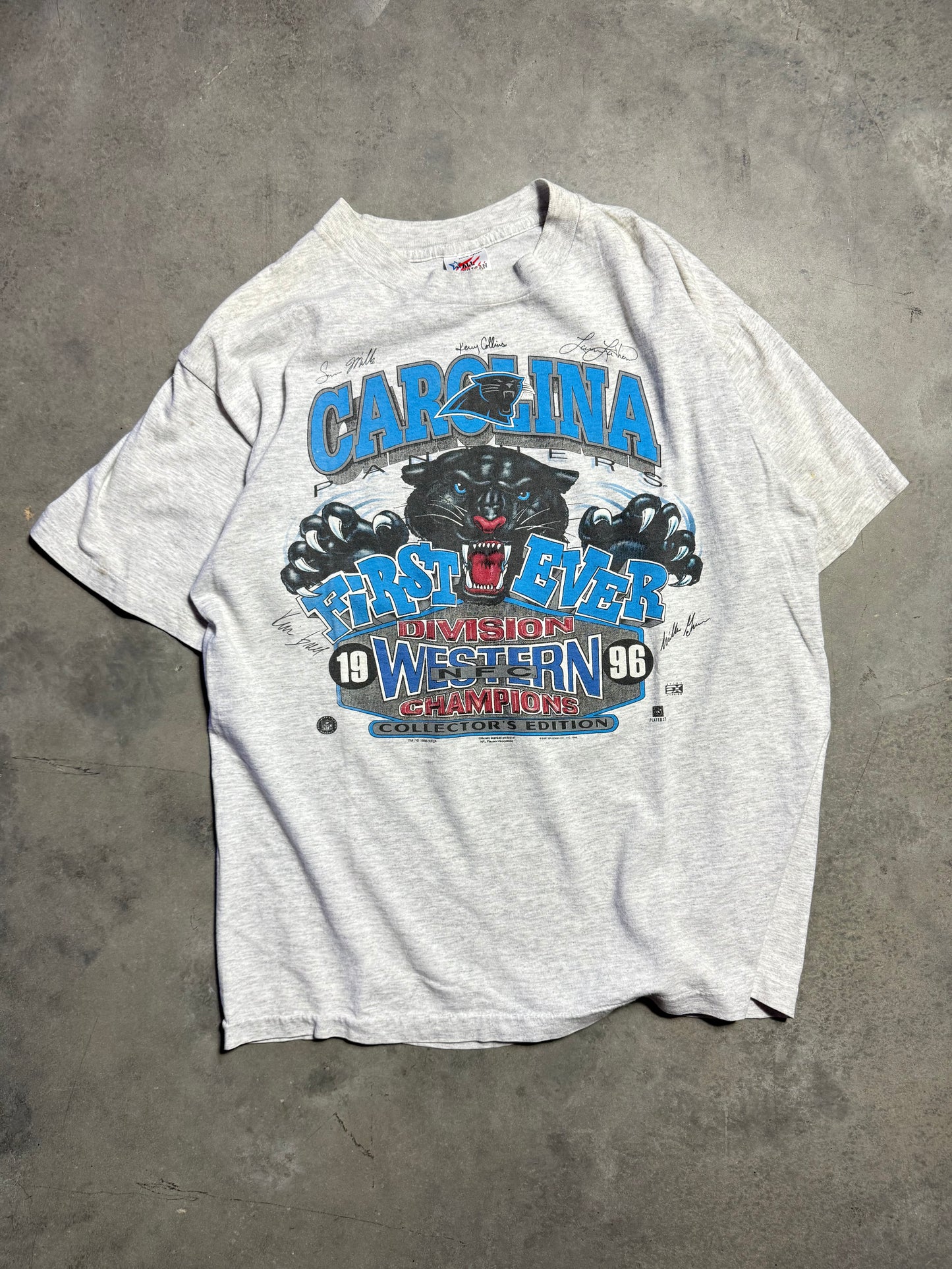 1996 Carolina Panthers NFC Western Division Champions Realistic Cat Print NFL Tee (Medium)