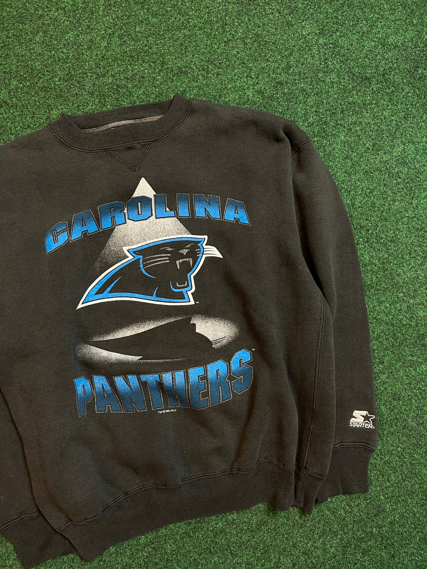 1993 Carolina Panthers Vintage Starter NFL Faded Crewneck (Medium)