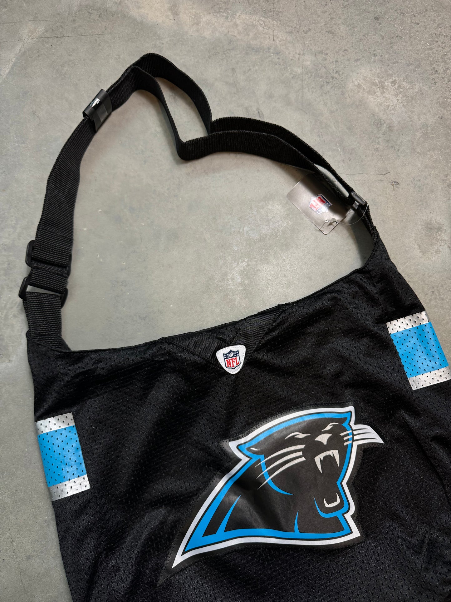 00’s Carolina Panthers Vintage Black Mesh Jersey Style Bag - Deadstock