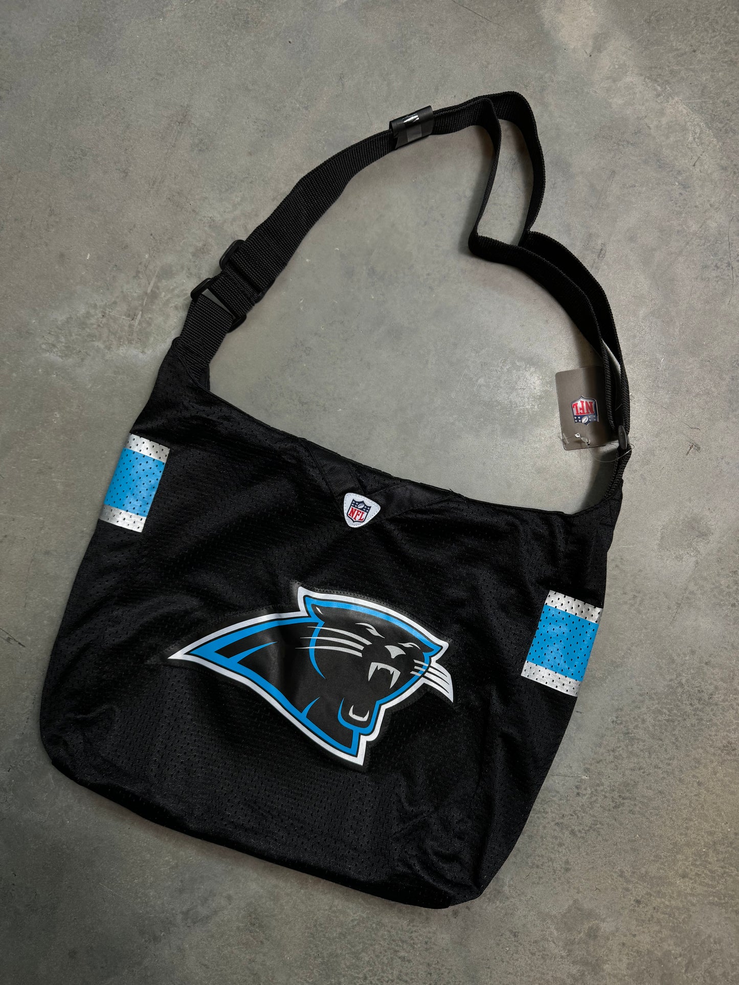 00’s Carolina Panthers Vintage Black Mesh Jersey Style Bag - Deadstock