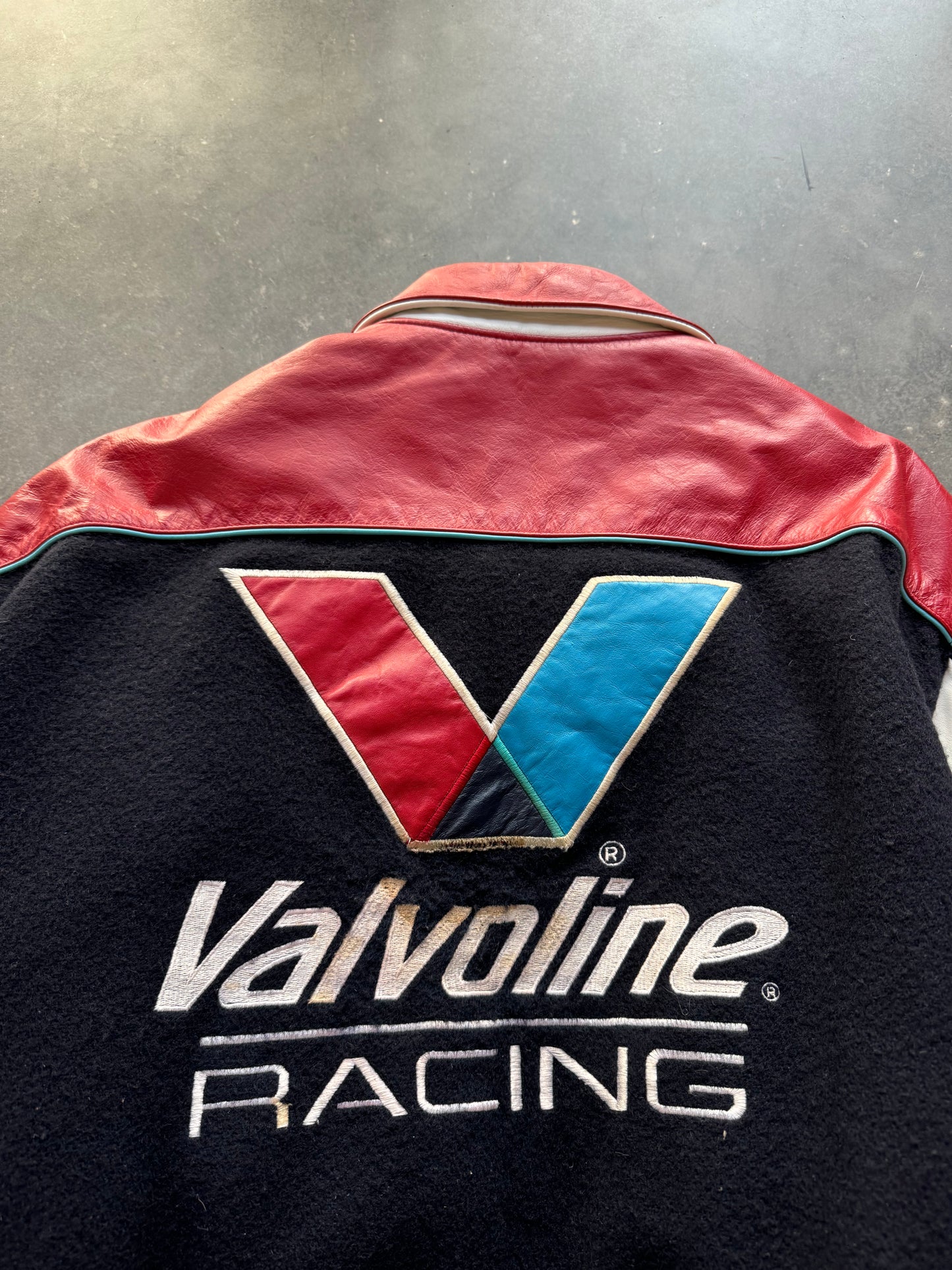 90’s Mark Martin Valvoline Racing Vintage Jeff Hamilton Heavyweight Checkered Leather NASCAR Winston Cup Jacket (Large)