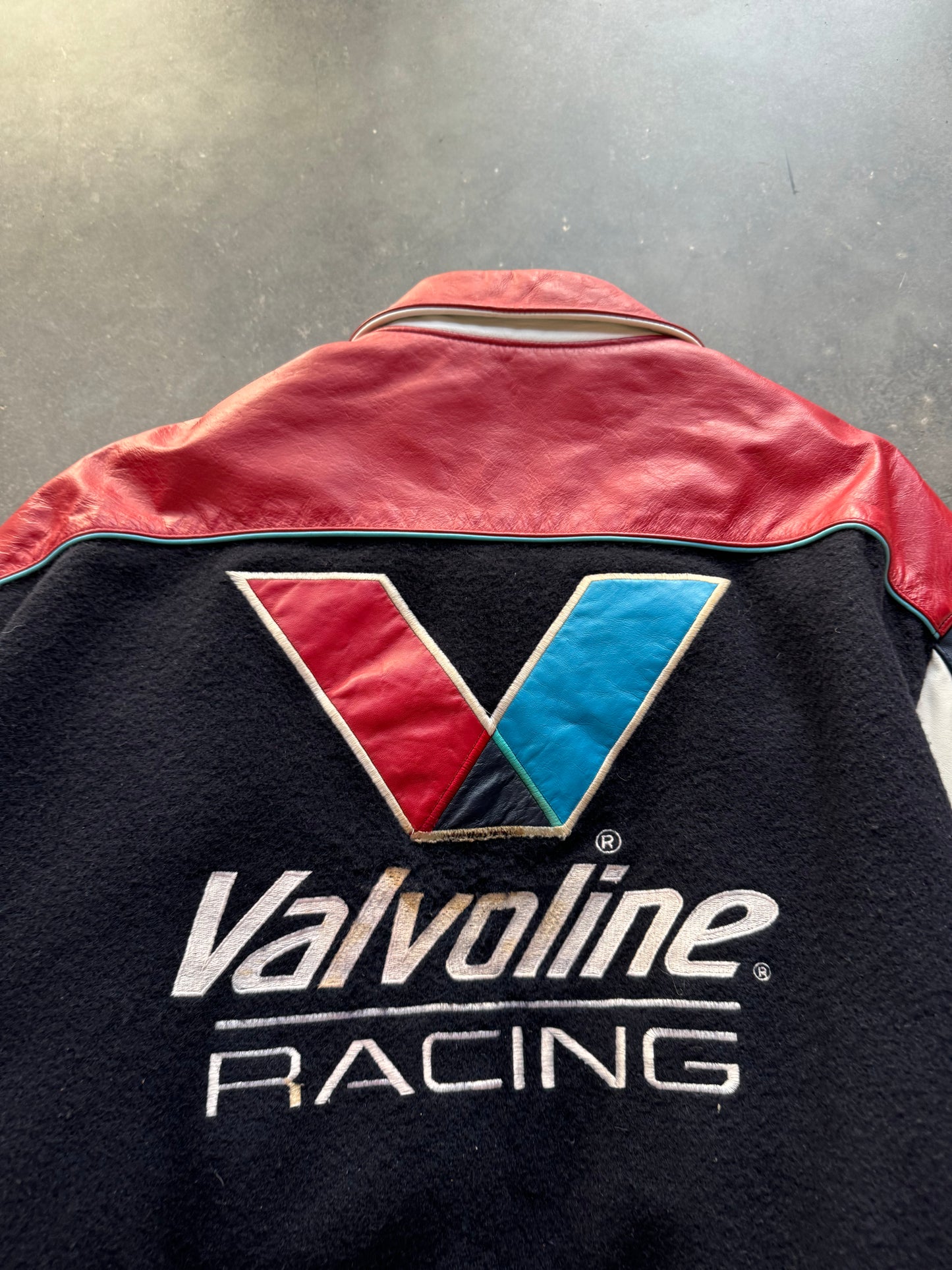 90’s Mark Martin Valvoline Racing Vintage Jeff Hamilton Heavyweight Checkered Leather NASCAR Winston Cup Jacket (Large)