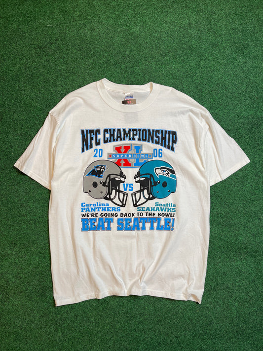 2006 Carolina Panthers vs. Seattle Seahawks NFC Championship Vintage NFL Tee (XL)