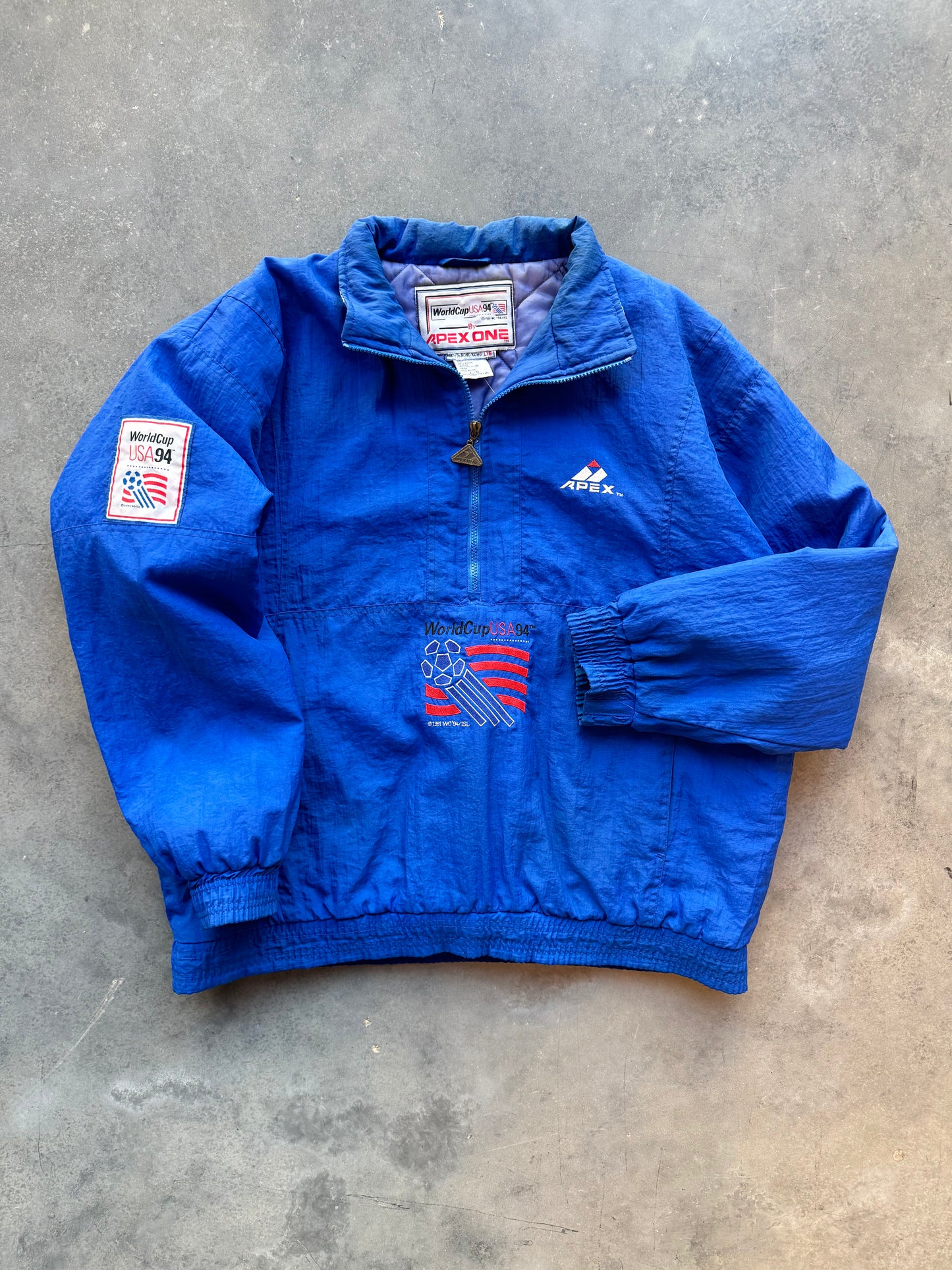 1994 World Cup USA Apex One Vintage Half Zip Big Logo Puffer Jacket (Large)