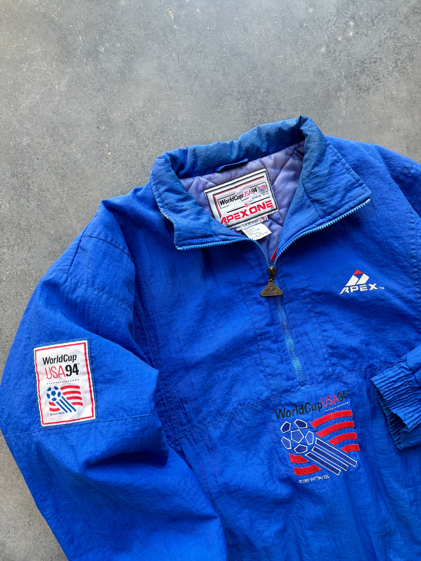 1994 World Cup USA Apex One Vintage Half Zip Big Logo Puffer Jacket (Large)