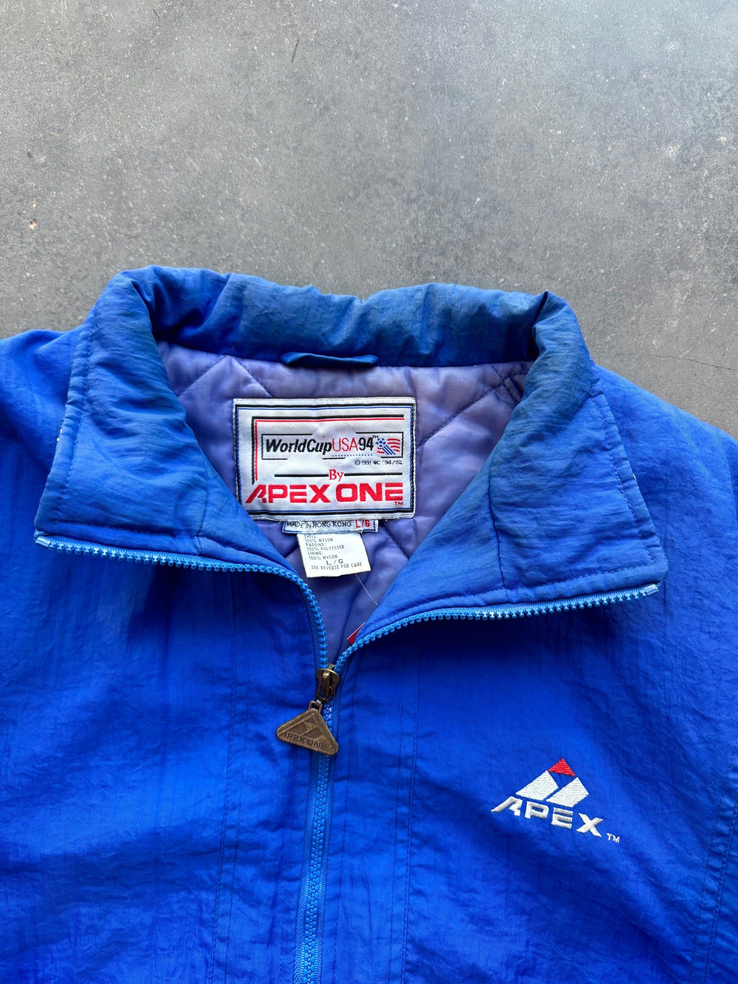 1994 World Cup USA Apex One Vintage Half Zip Big Logo Puffer Jacket (Large)