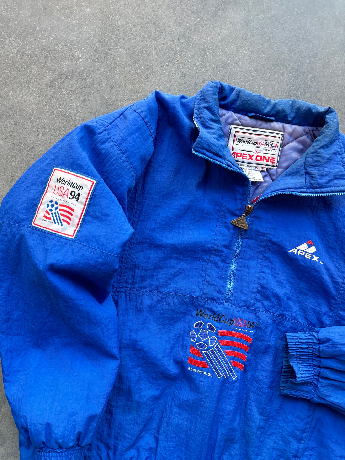 1994 World Cup USA Apex One Vintage Half Zip Big Logo Puffer Jacket (Large)