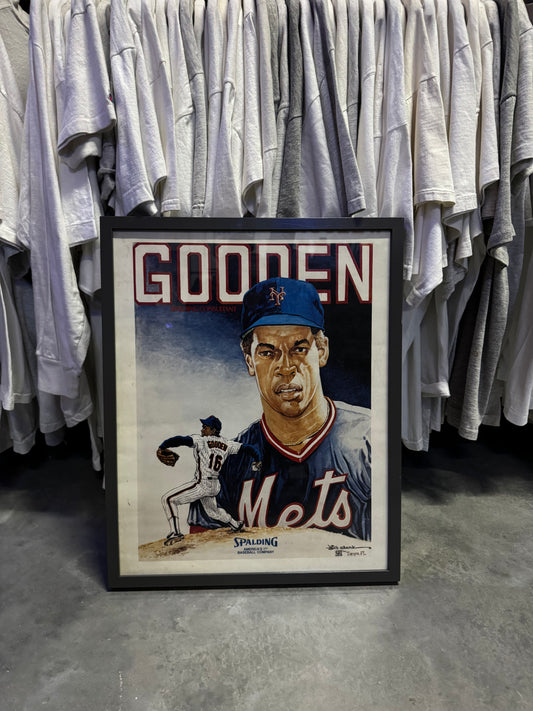 80’s New York Mets Doc Gooden Vintage Spaulding MLB Framed Print (16.5” x 20.5”)