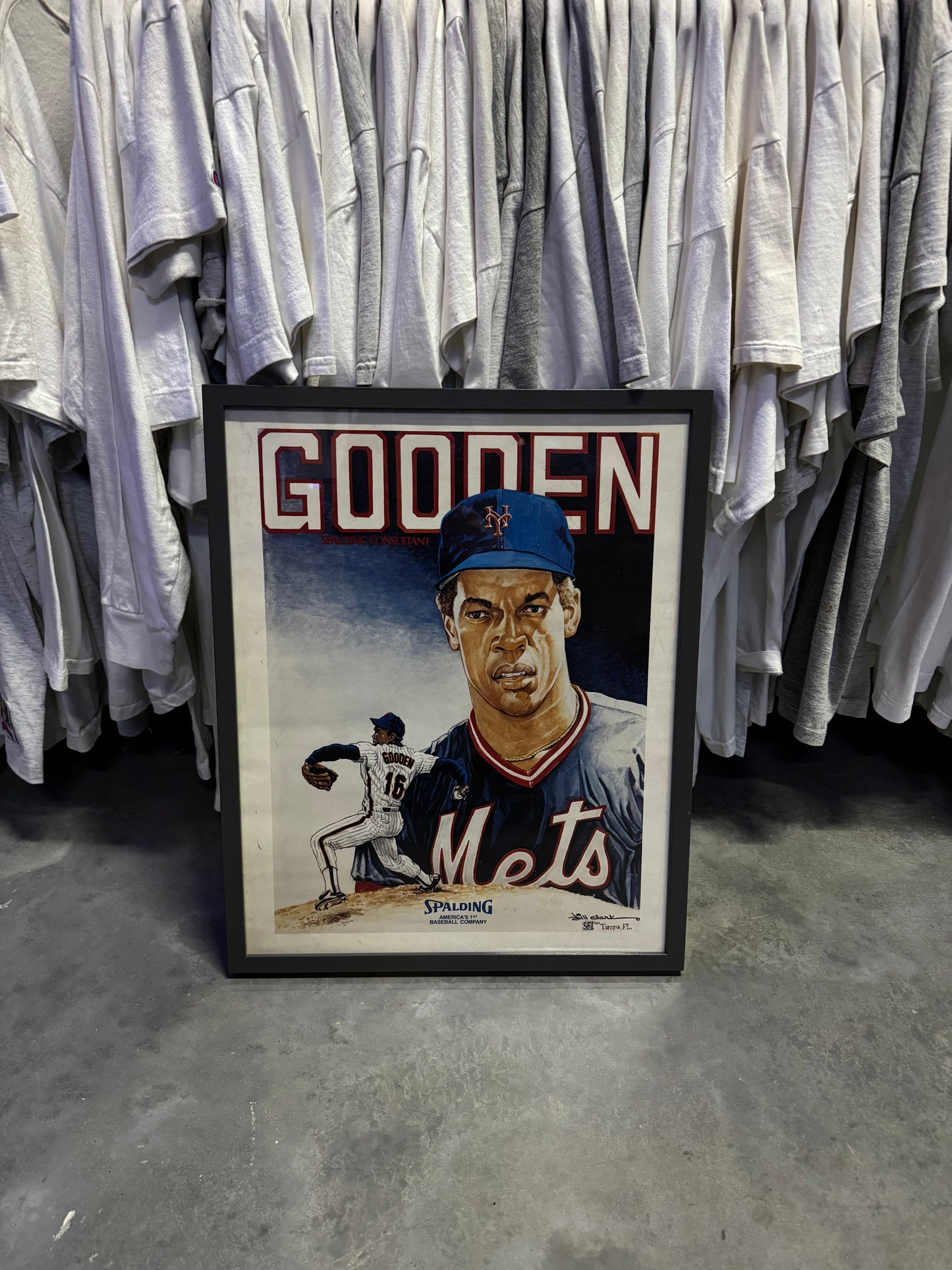 80’s New York Mets Doc Gooden Vintage Spaulding MLB Framed Print (16.5” x 20.5”)