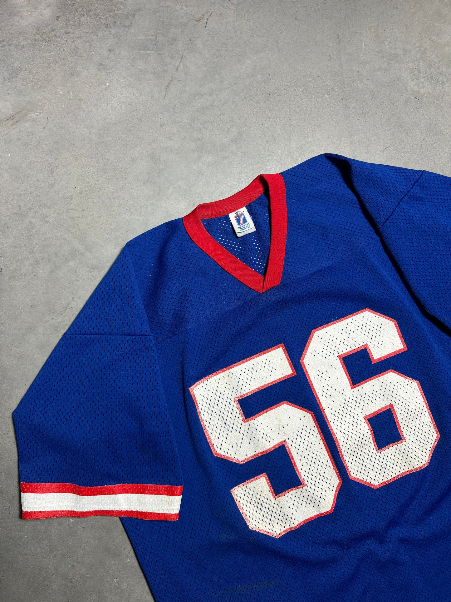 90’s New York Giants Lawrence Taylor Vintage Heavy Blue Mesh Logo 7 NFL Jersey (XL)