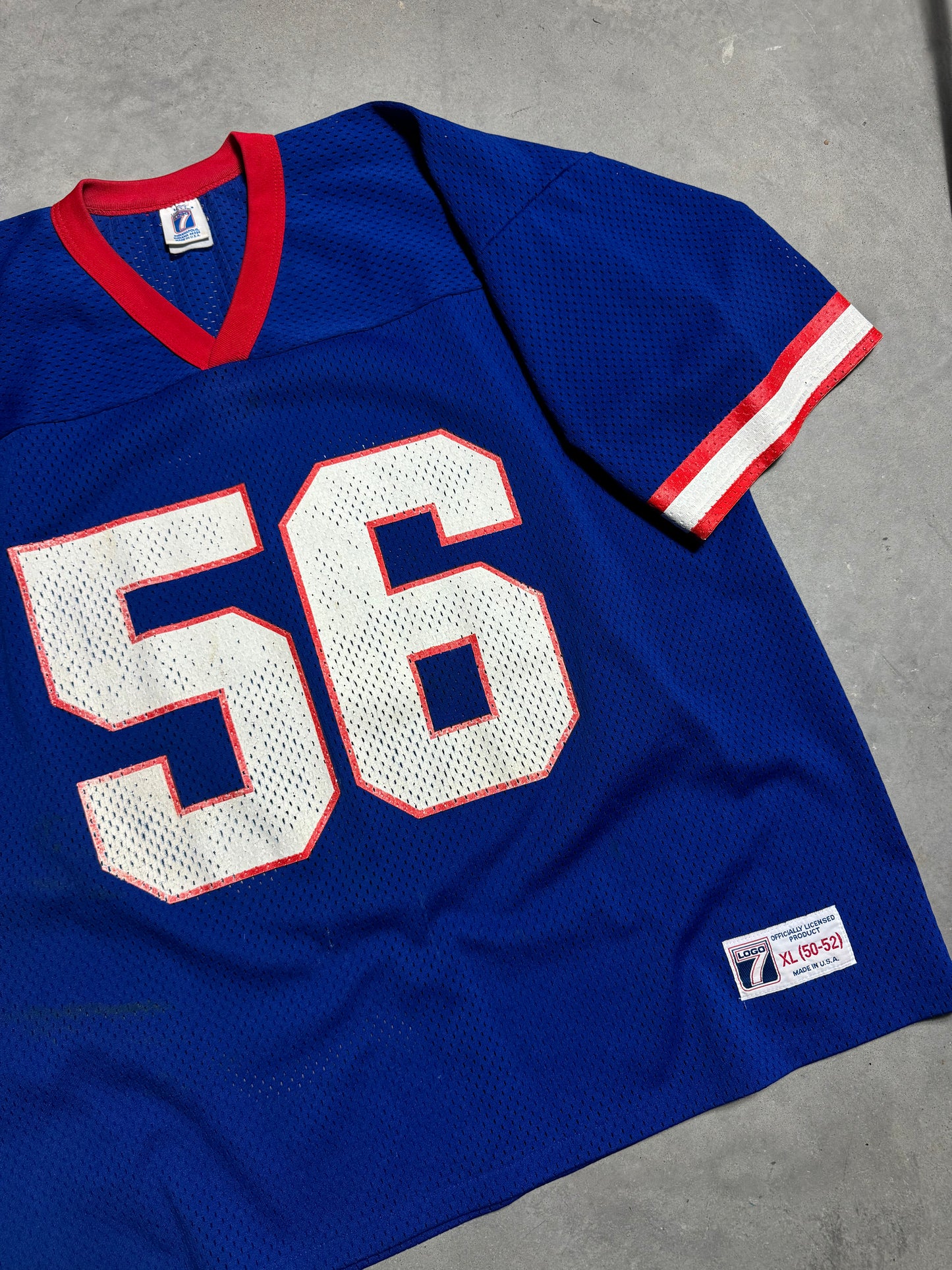 90’s New York Giants Lawrence Taylor Vintage Heavy Blue Mesh Logo 7 NFL Jersey (XL)