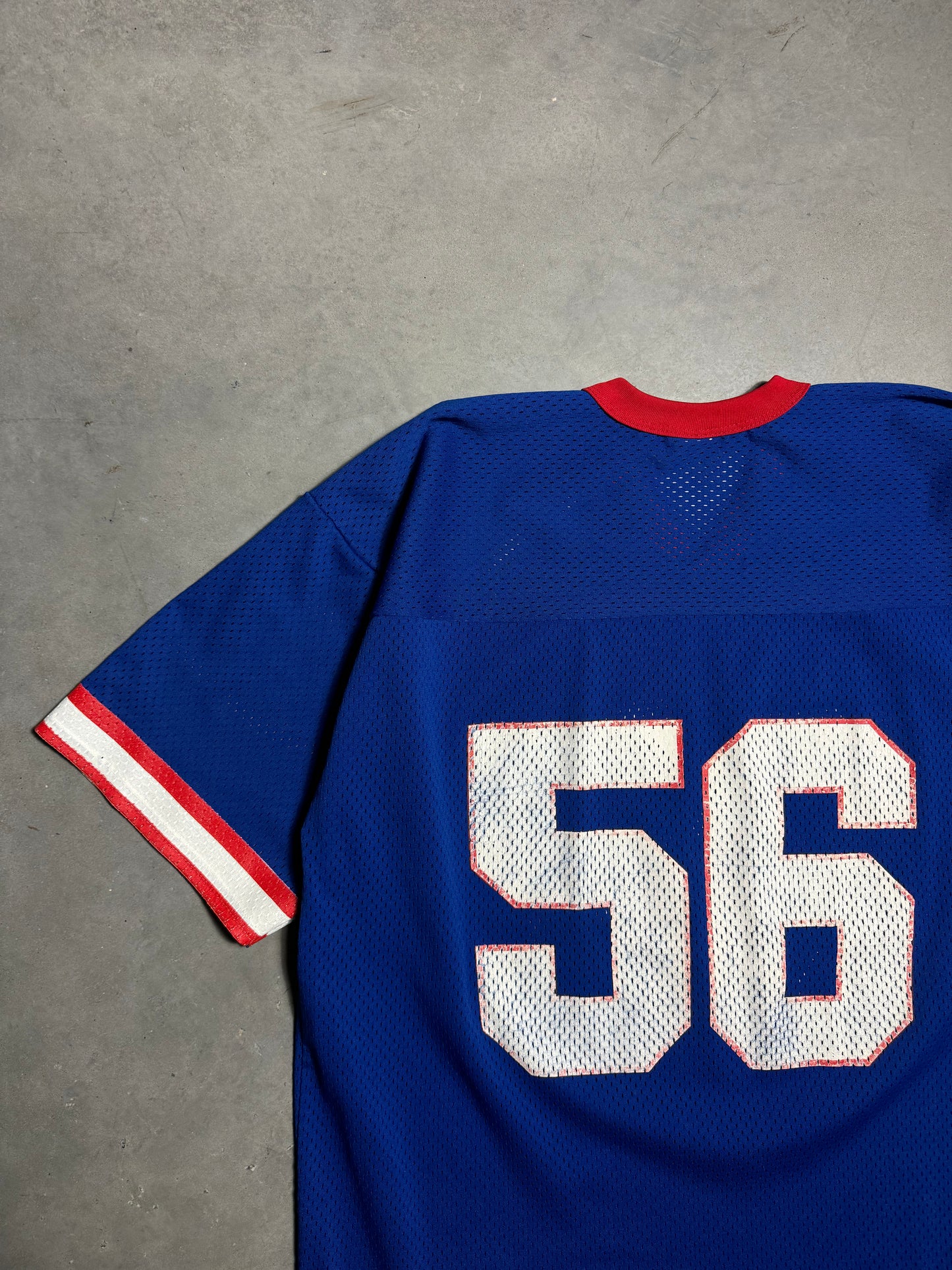 90’s New York Giants Lawrence Taylor Vintage Heavy Blue Mesh Logo 7 NFL Jersey (XL)