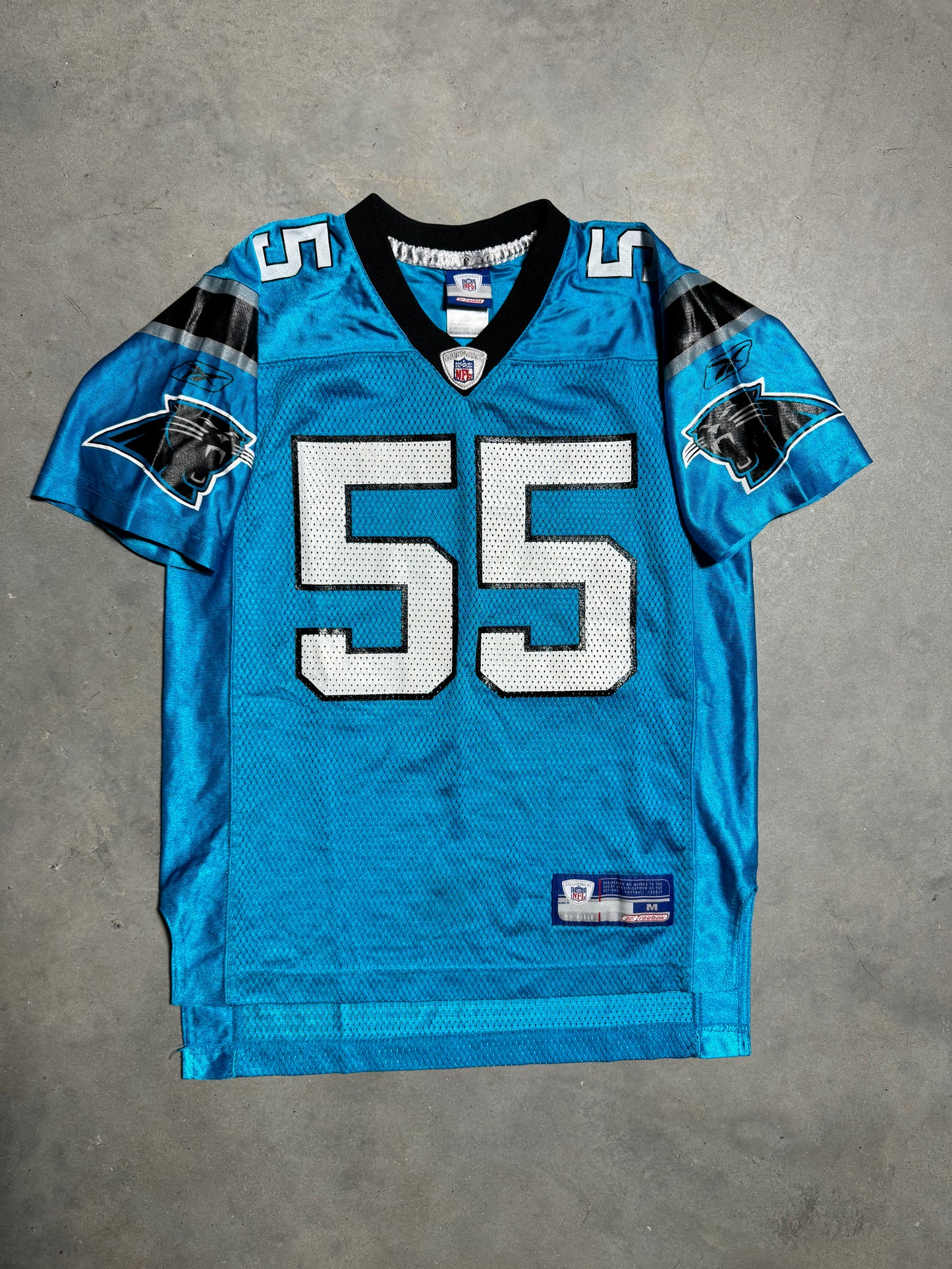 00’s Carolina Panthers Dan Morgan Vintage Reebok Electric Blue NFL Jersey (Youth Medium)