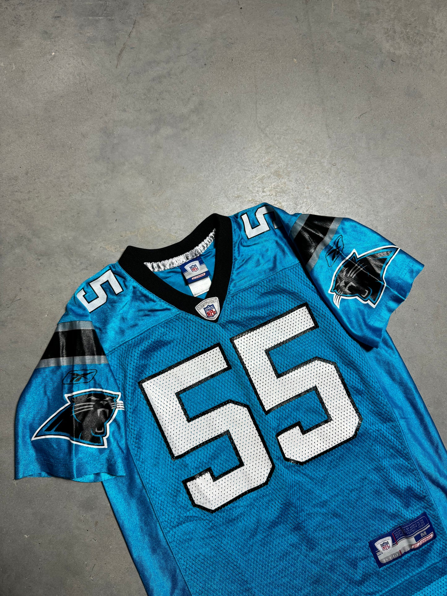 00’s Carolina Panthers Dan Morgan Vintage Reebok Electric Blue NFL Jersey (Youth Medium)