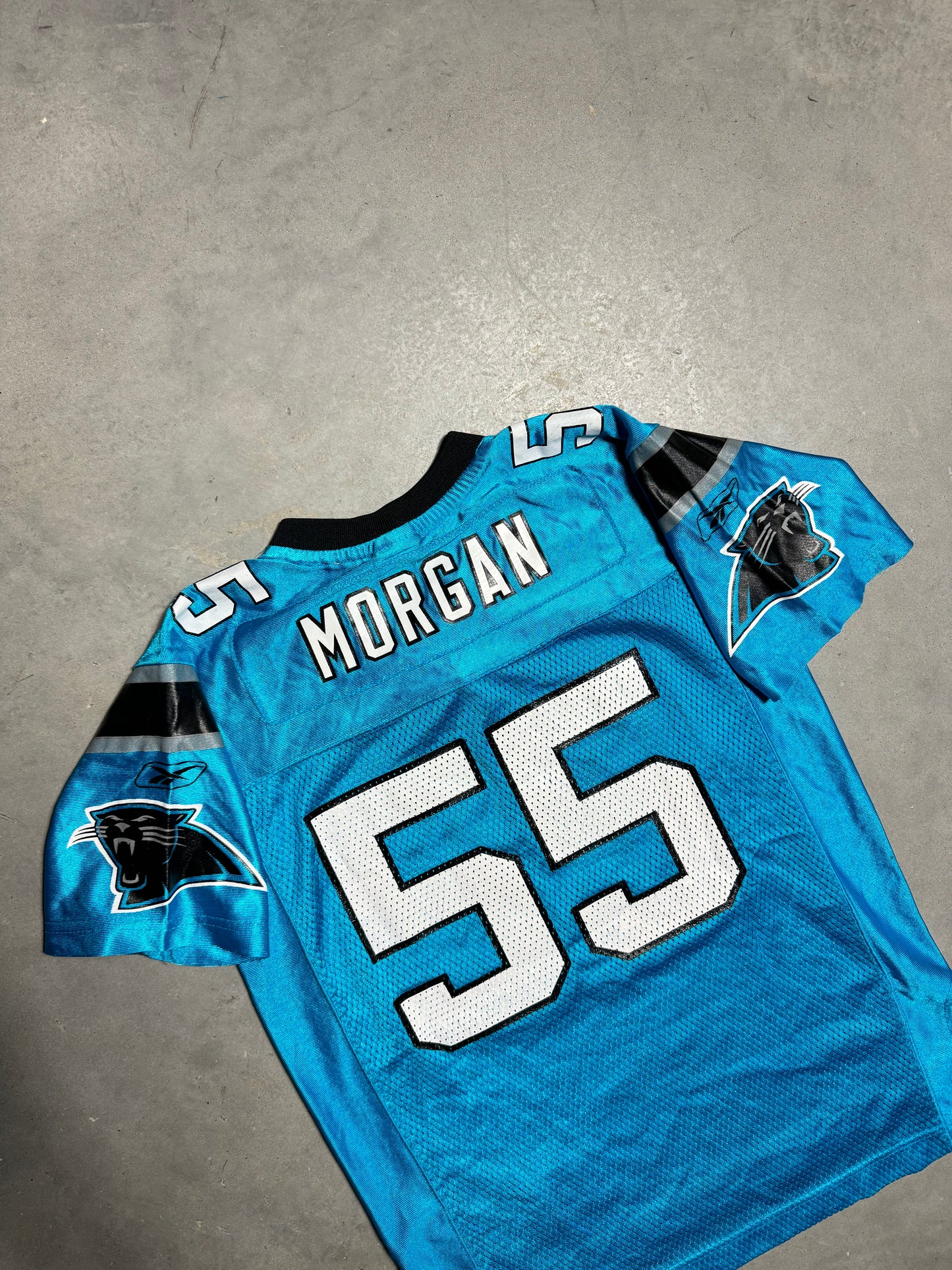 00’s Carolina Panthers Dan Morgan Vintage Reebok Electric Blue NFL Jersey (Youth Medium)