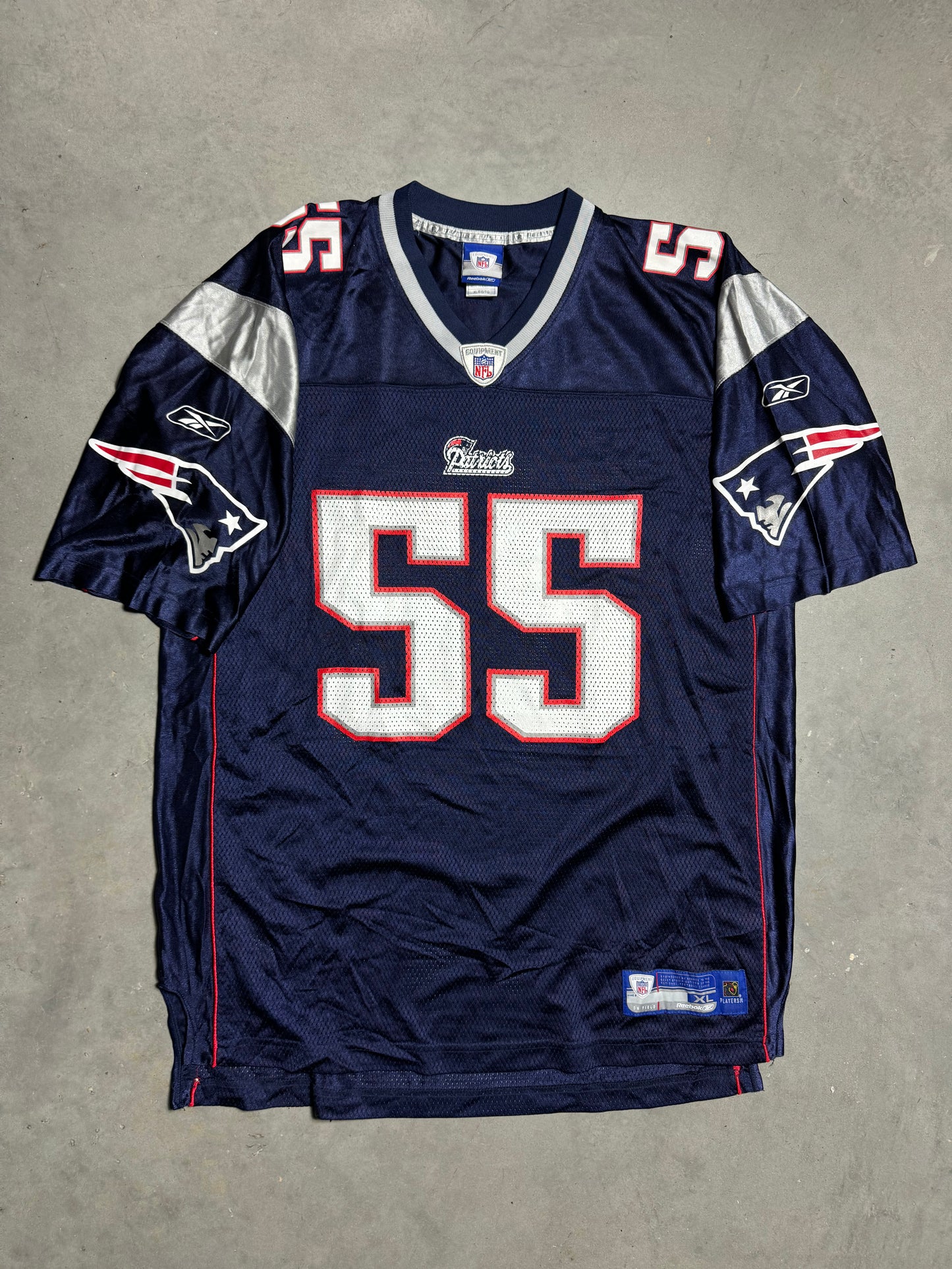 00’s New England Patriots Junior Seau Vintage Navy Reebok NFL Jersey (XL)