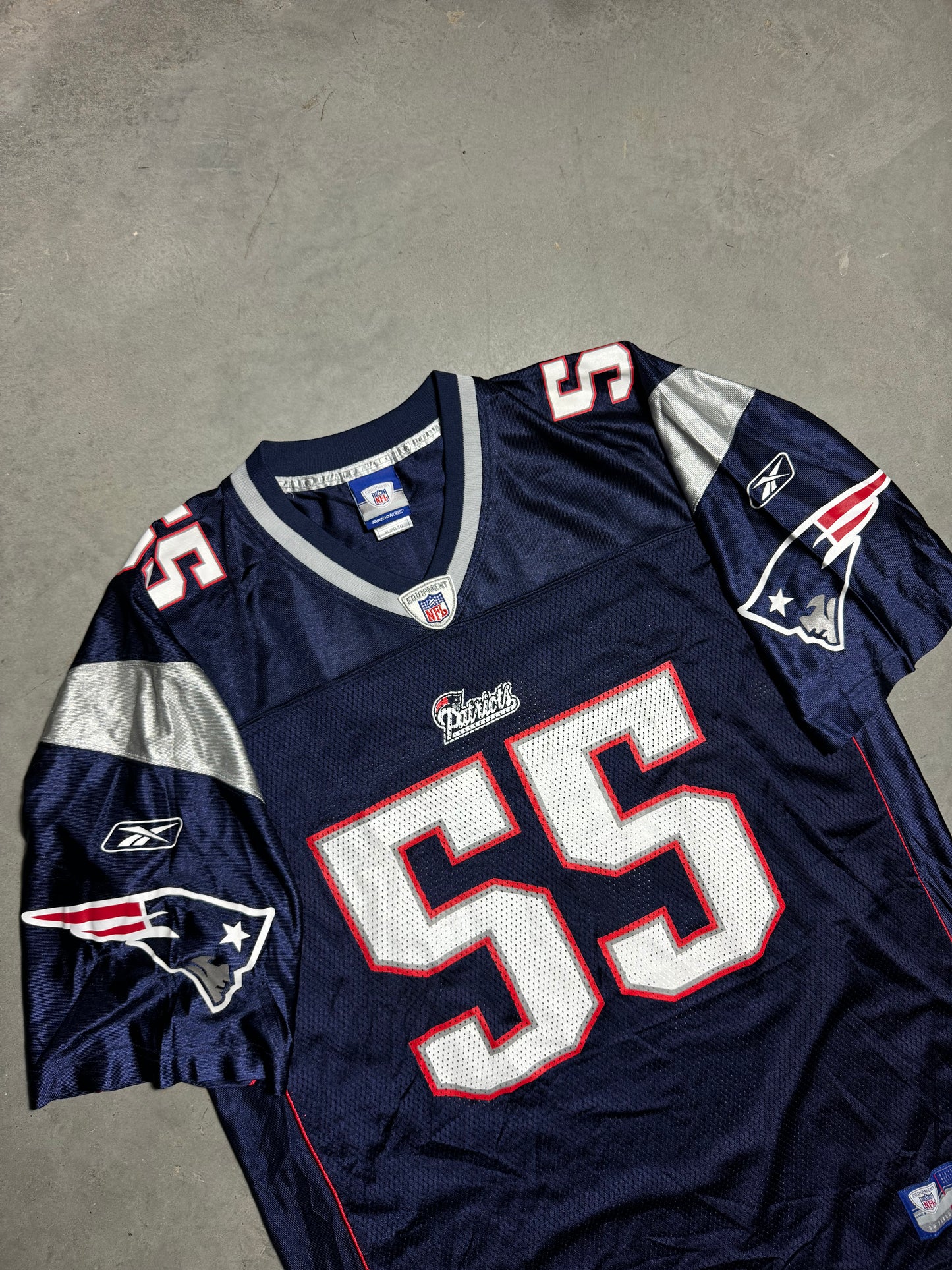 00’s New England Patriots Junior Seau Vintage Navy Reebok NFL Jersey (XL)