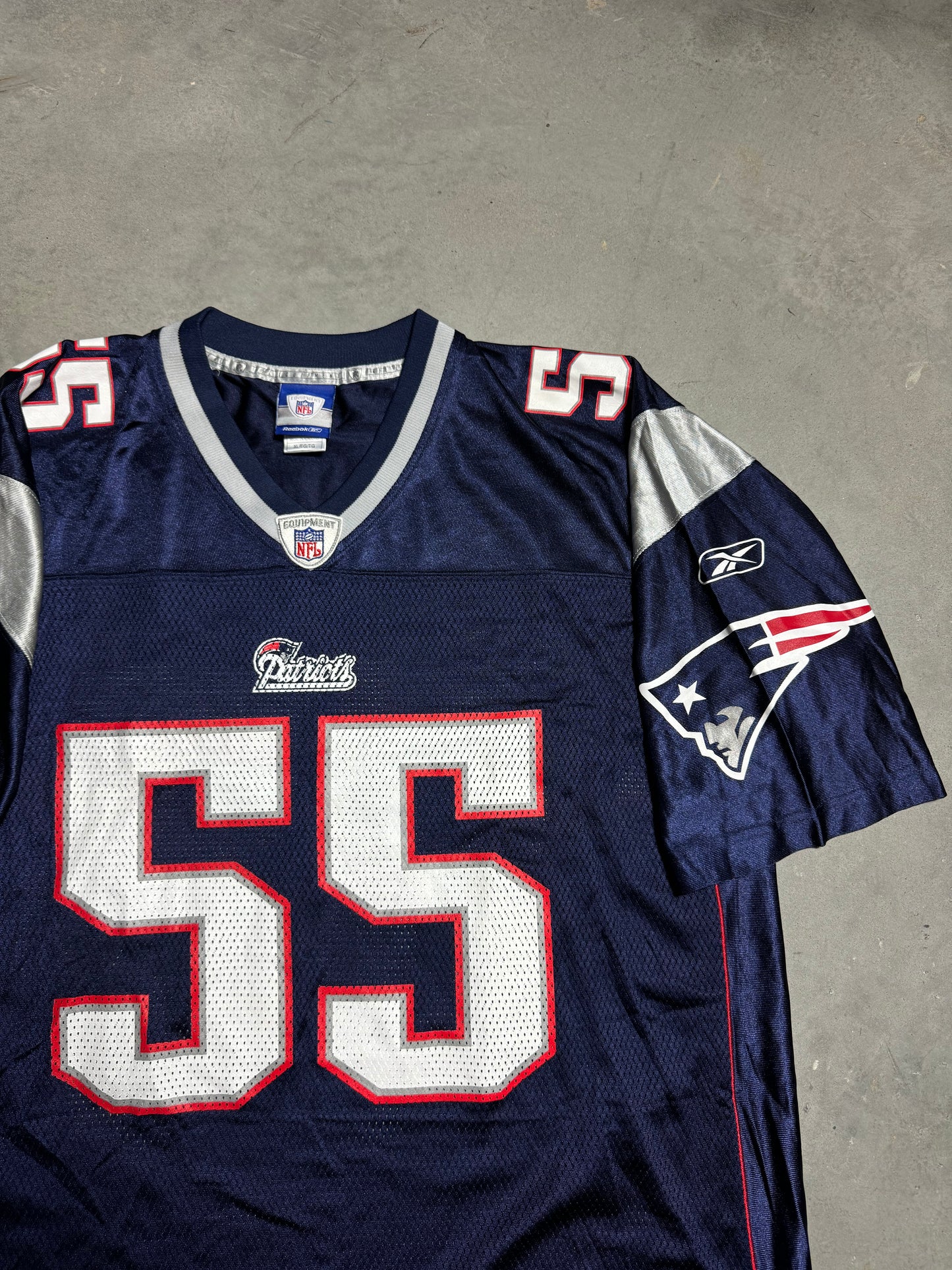 00’s New England Patriots Junior Seau Vintage Navy Reebok NFL Jersey (XL)