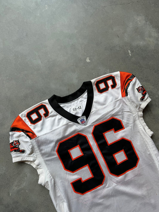 2002 Cincinnati Bengals Vaughn Booker Vintage White Reebok Game Worn NFL Jersey (Size 52)