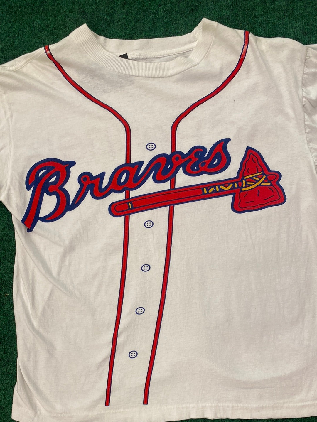 90s White Atlanta Braves Logo Vintage MLB Shirt (Medium)