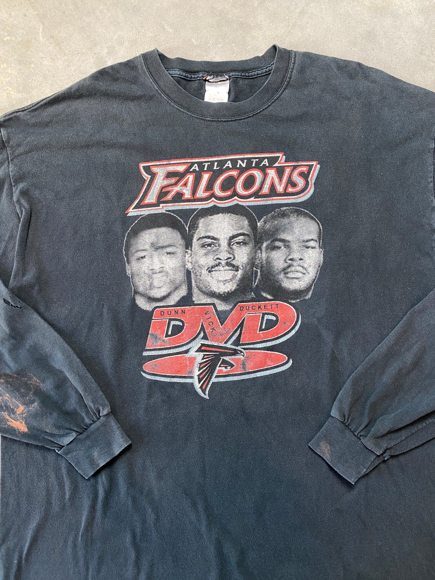 00’s Atlanta Falcons “DVD” Dunn, Vick, Duckett Vintage NFL Longsleeve Tee (XXL)