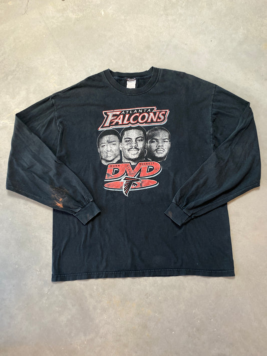 00’s Atlanta Falcons “DVD” Dunn, Vick, Duckett Vintage NFL Longsleeve Tee (XXL)